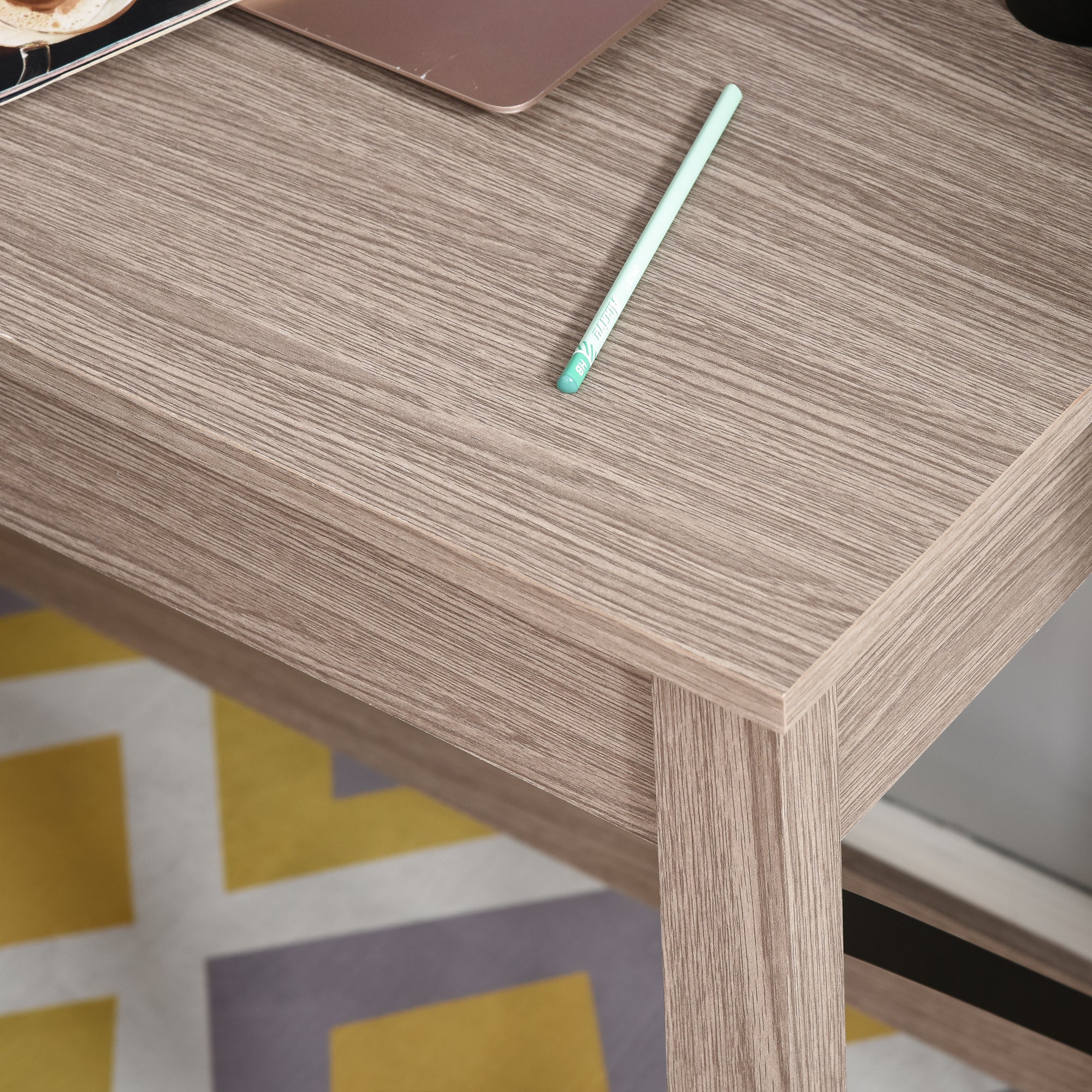 Desk with Storage Bookshelf Modern Wooden Desk with Shelves and Large Surface for Small Spaces Home Office Bedroom, 105 x 50 x 137.5 cm, Light Brown