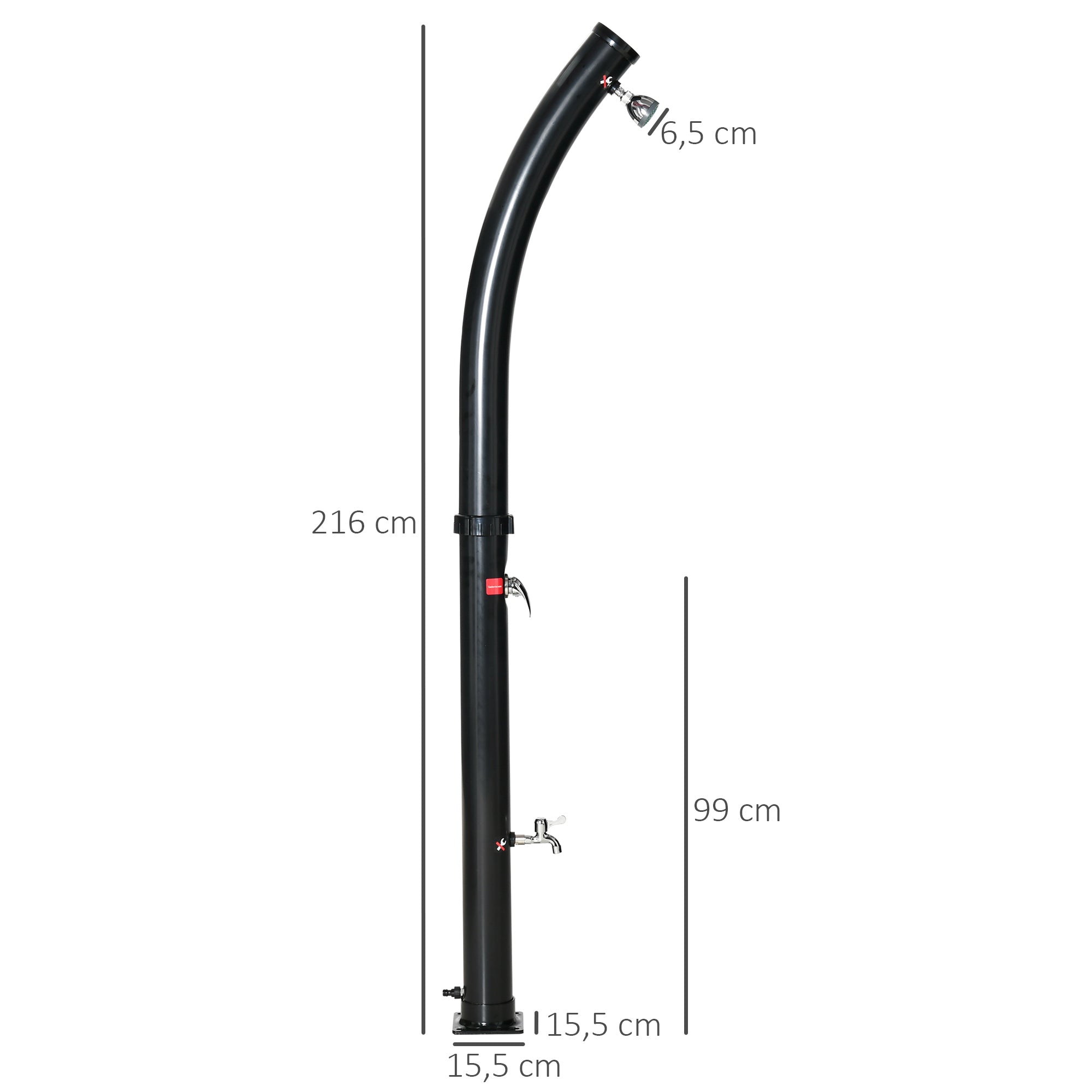 Outdoor Solar Shower, 20 liters garden solar shower, adjustable water temperature up to 60℃, for camping pool beach, black