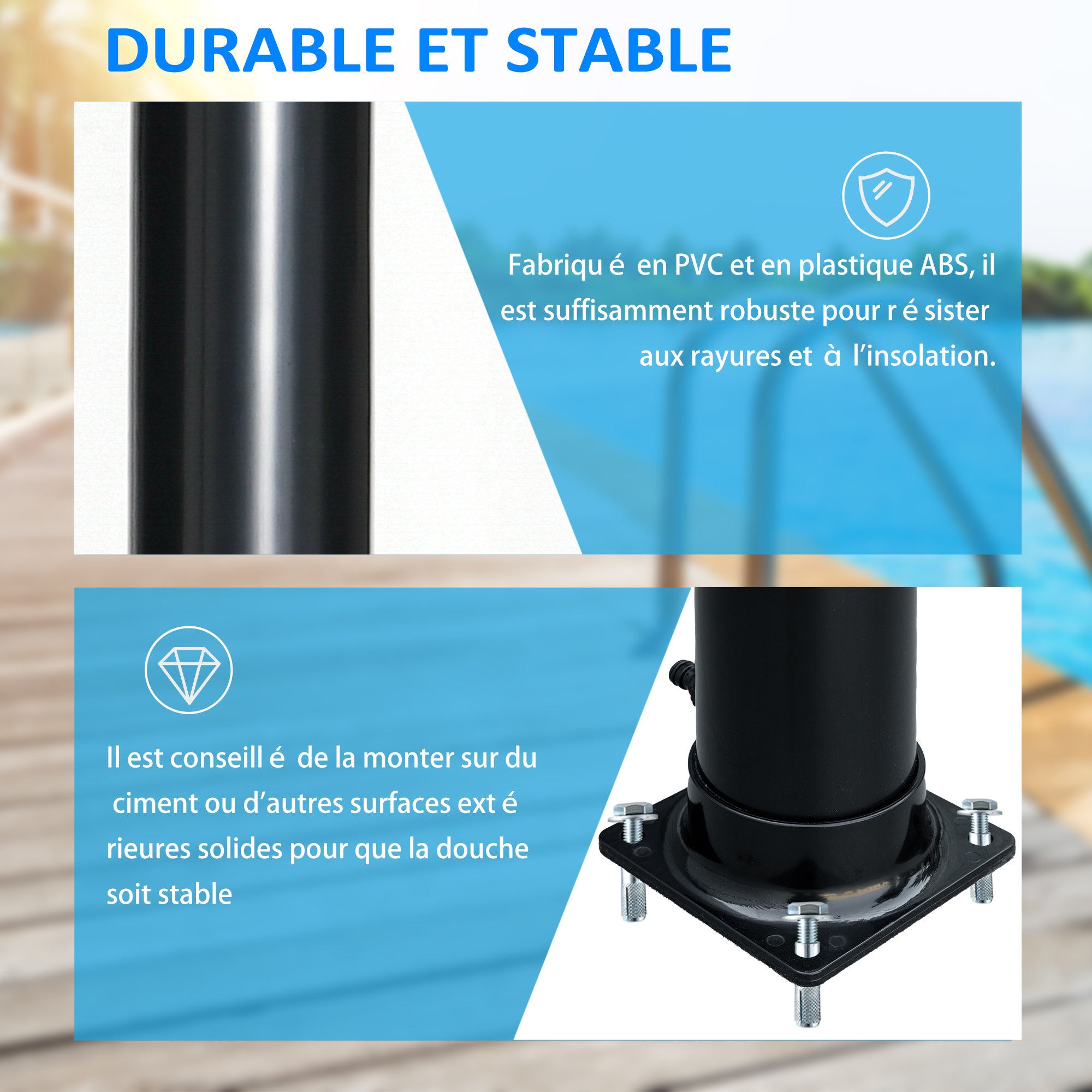 Outdoor Solar Shower, 20 liters garden solar shower, adjustable water temperature up to 60℃, for camping pool beach, black