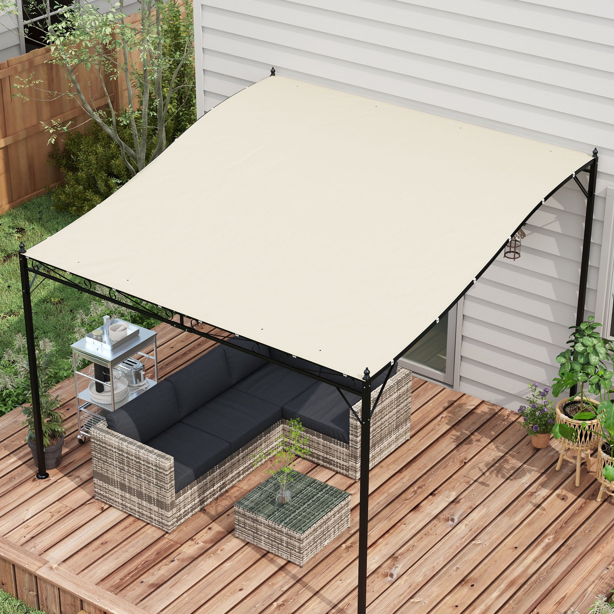 Replacement Canopy for Garden Pergola 2.5x3 m with 8 Drainage Holes, Hooks, and Rings, Polyester Gazebo Pergola Cover, 297x243 cm, Beige