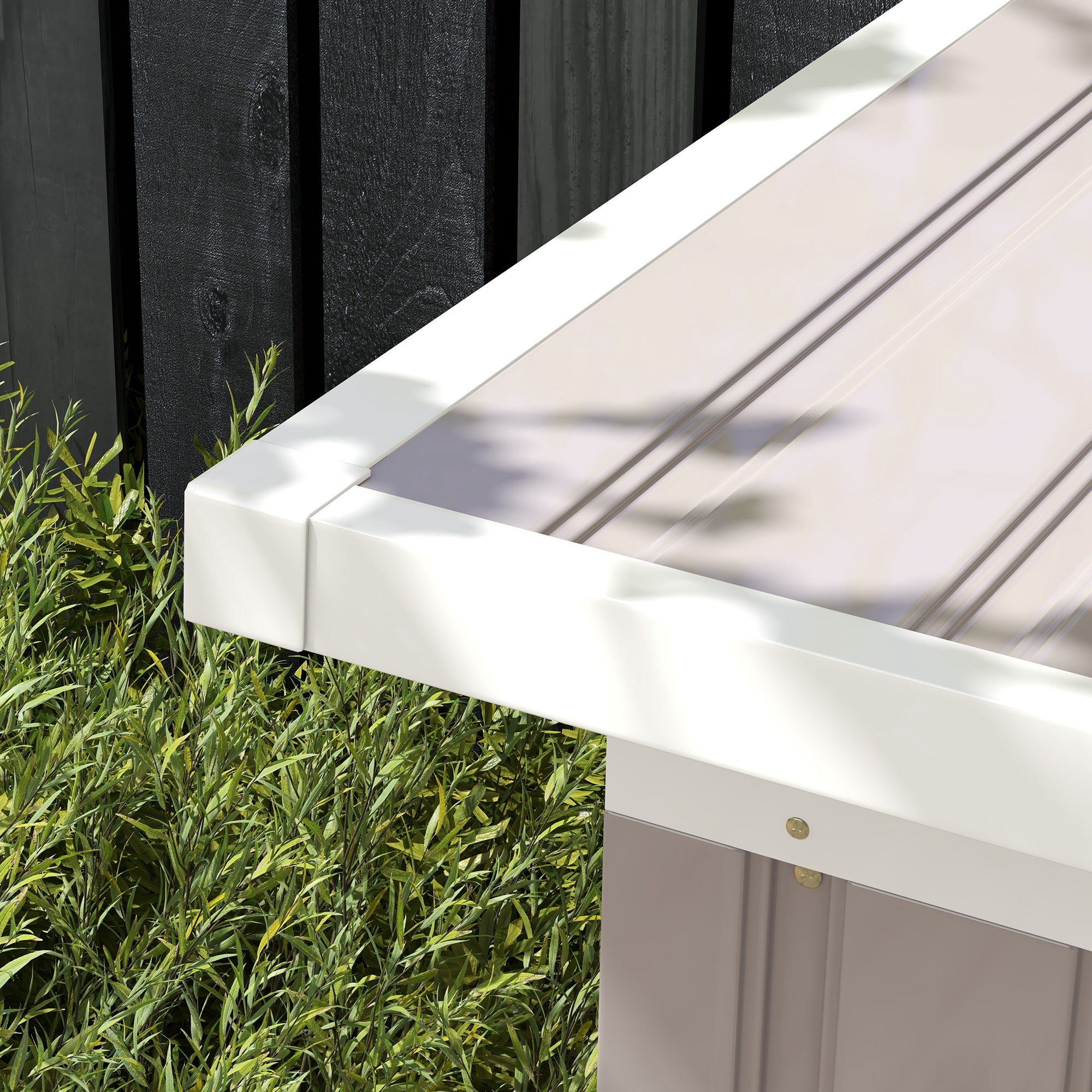 Outdoor Garden Shed 3.2 m² 280x130x172 cm Outdoor Garden Shed with Sliding Door Sloped Roof Reinforced Base (Floor Sold Separately) and 2 Windows Light Gray