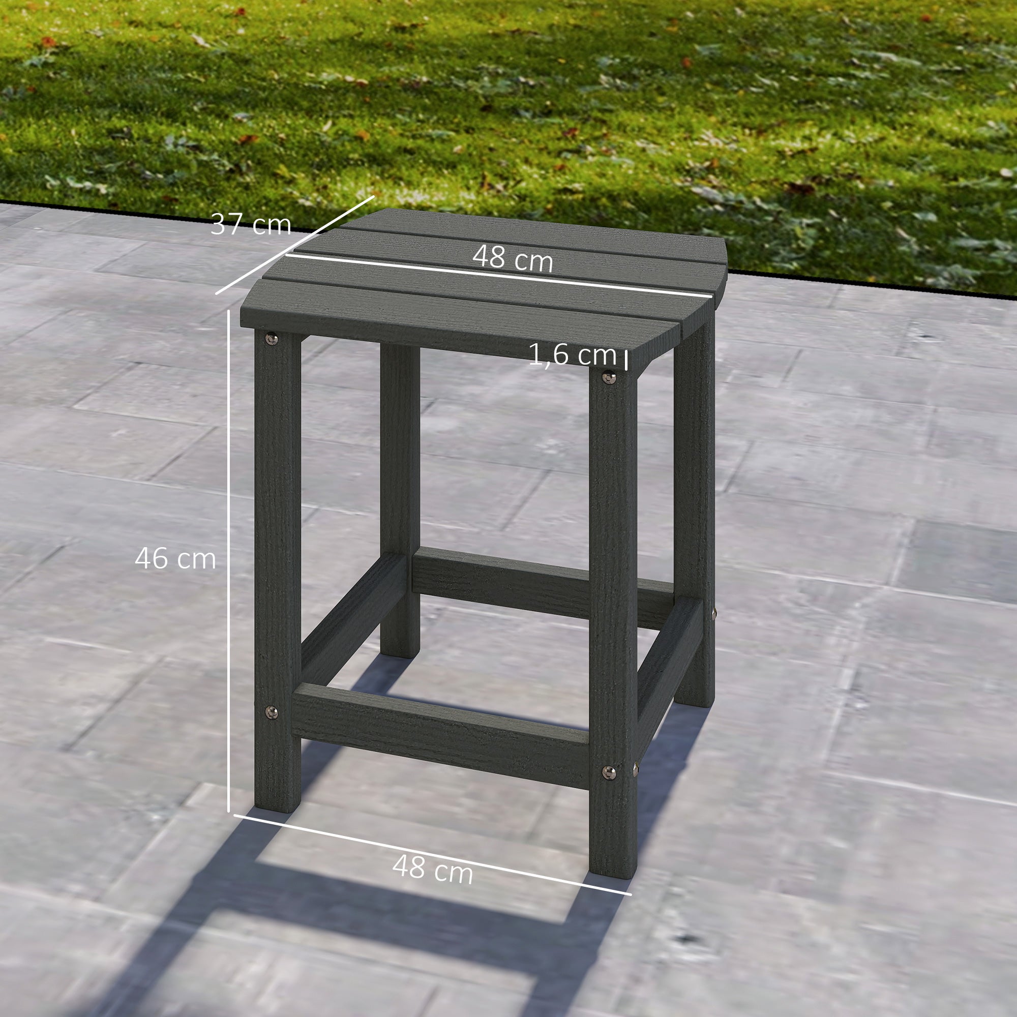 Patio Side Table 19 x 14.6 x 18.1 in, Weatherproof HDPE Balcony Table, Outdoor Dining & Camping Accent Table, Gray