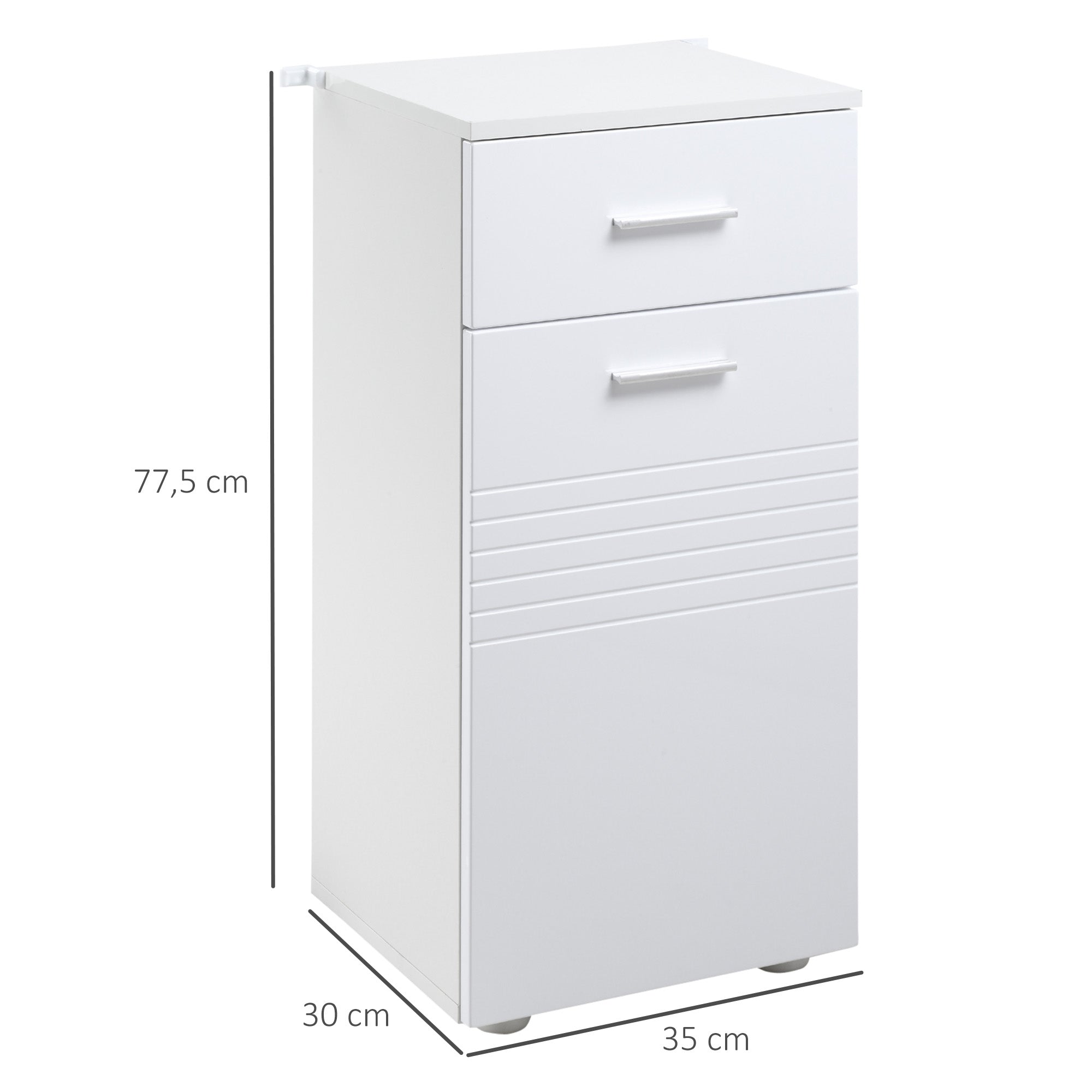 Bathroom Storage Cabinet Floor Cabinet with Door Drawer and Adjustable Shelf for Living Room Bedroom Bathroom 35x30x77.5 cm White