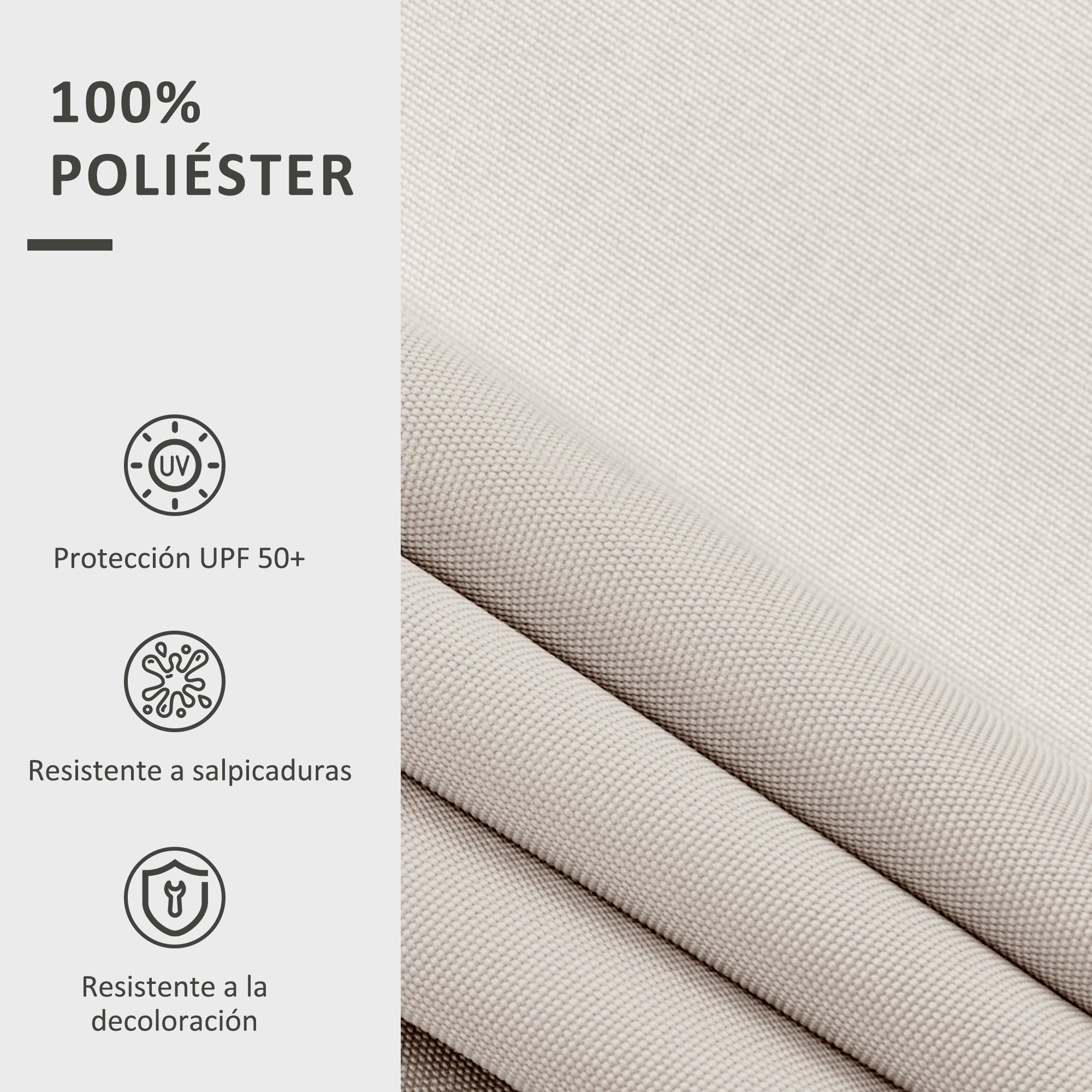 Replacement Canopy for 2.8x2.5 m Canopy UV 50+ Protection Waterproof Replacement Fabric for Patio Terrace Garden Cream