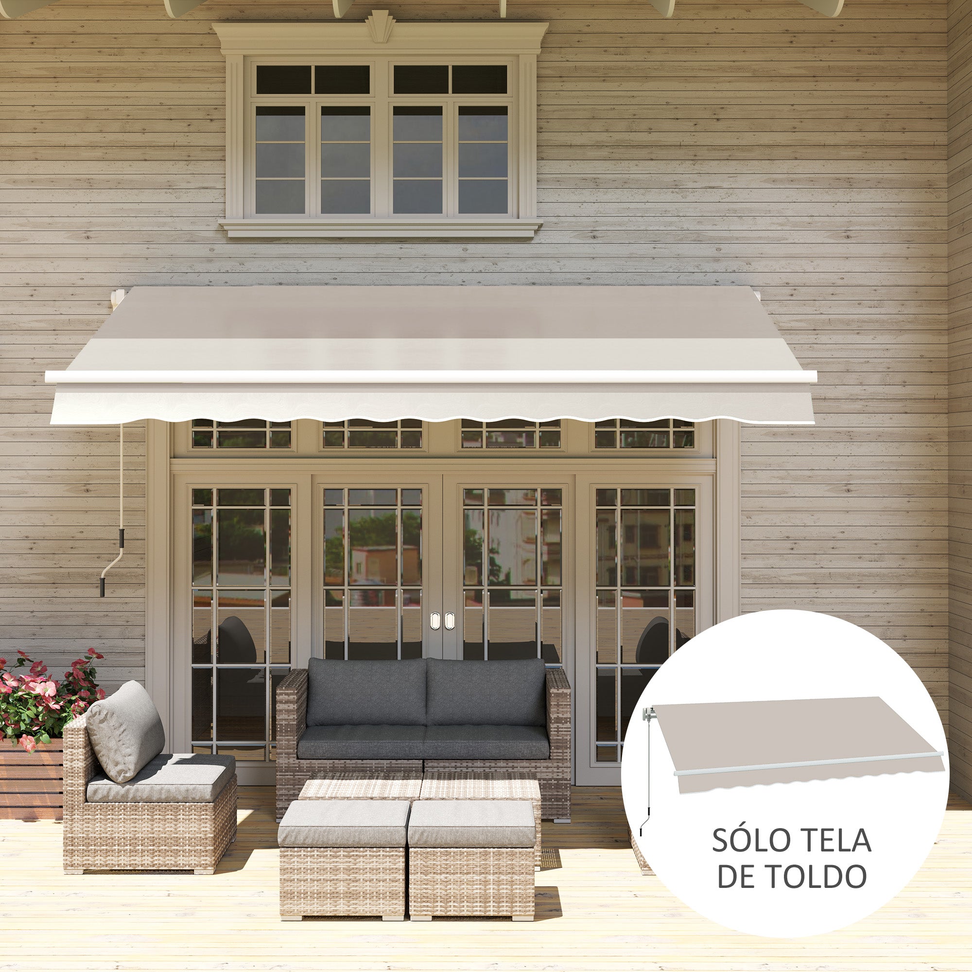 Replacement Canopy for 2.8x2.5 m Canopy UV 50+ Protection Waterproof Replacement Fabric for Patio Terrace Garden Cream