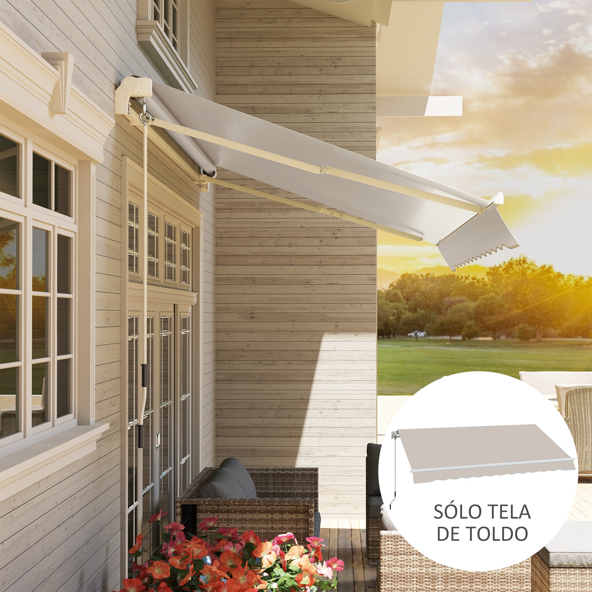 Replacement Canopy for 2.8x2.5 m Canopy UV 50+ Protection Waterproof Replacement Fabric for Patio Terrace Garden Cream