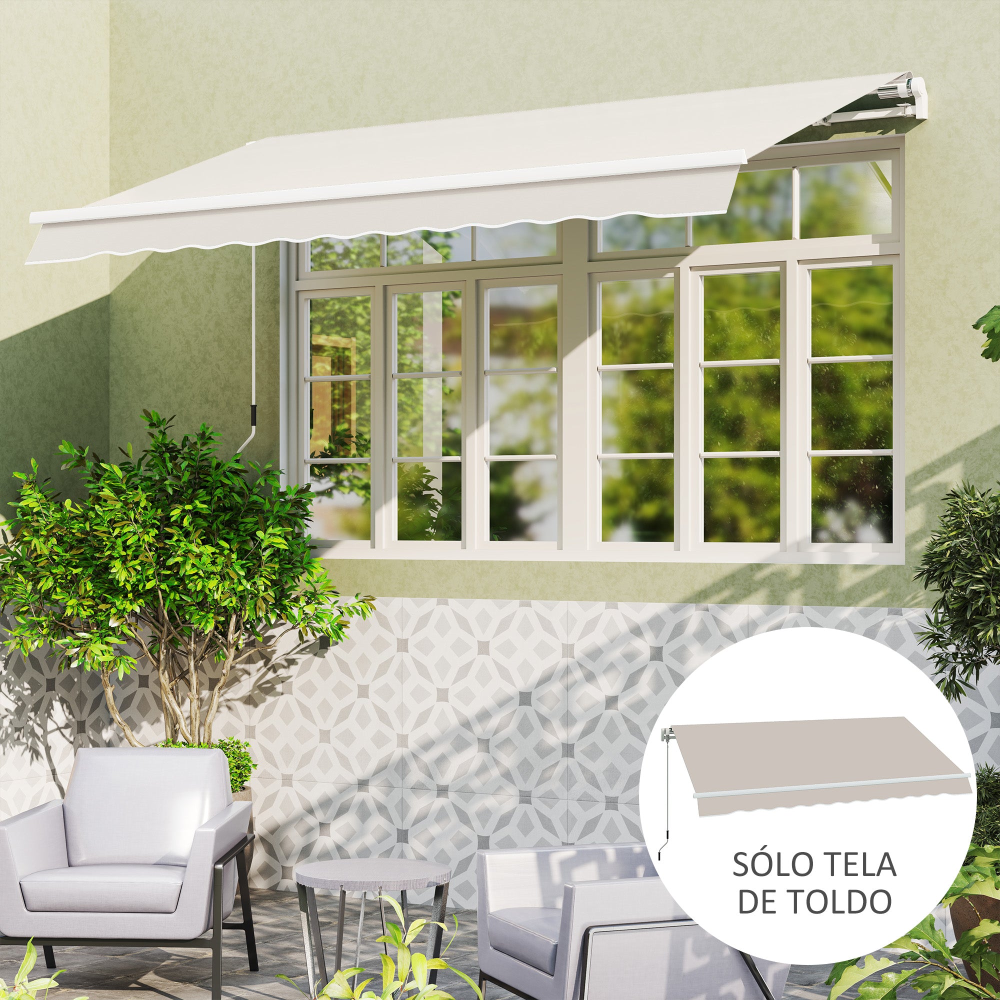 Replacement Canopy for 2.8x2.5 m Canopy UV 50+ Protection Waterproof Replacement Fabric for Patio Terrace Garden Cream