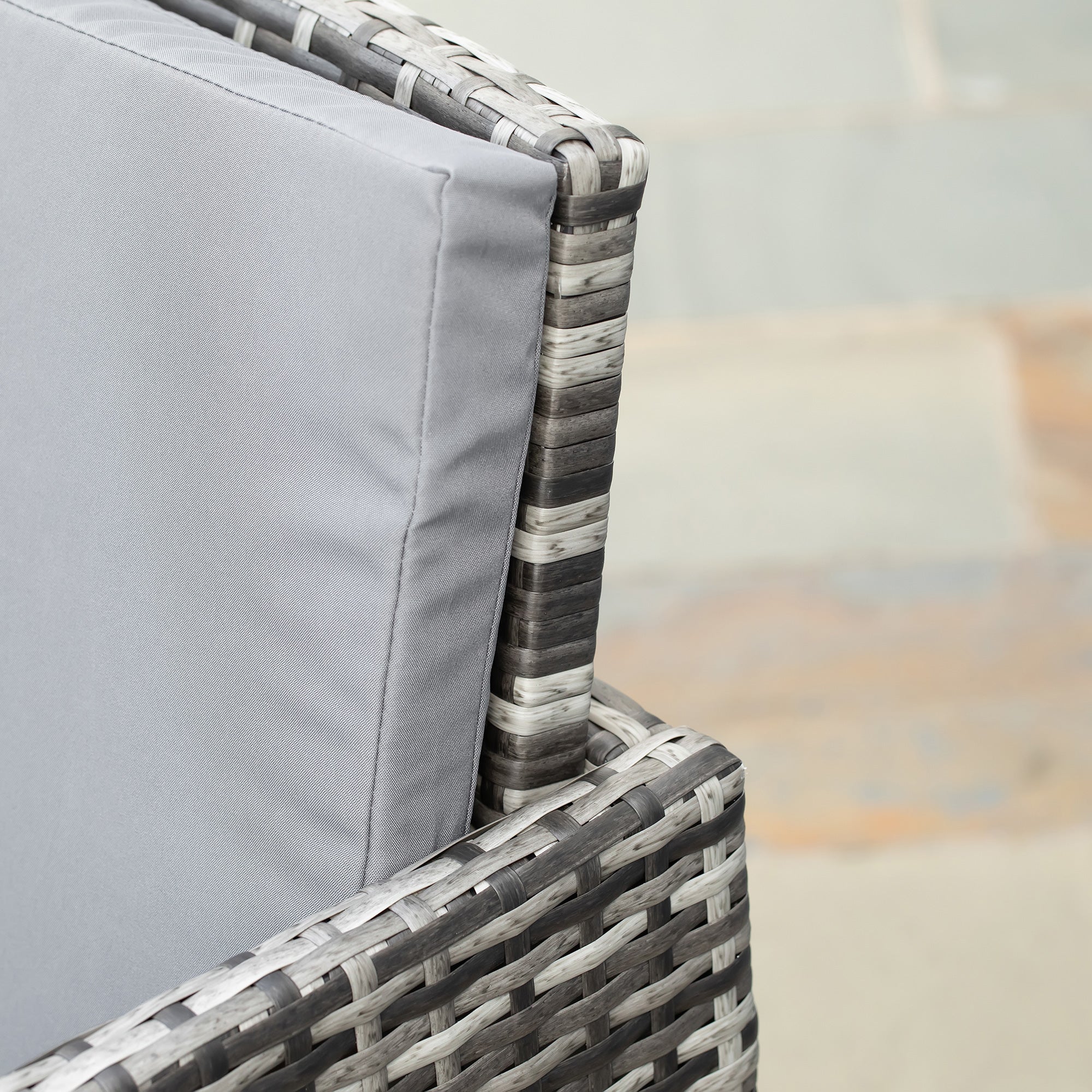 Poly Rattan Seating Group Dining Set Garden Set Set 5 pcs. with Cushions, Grey