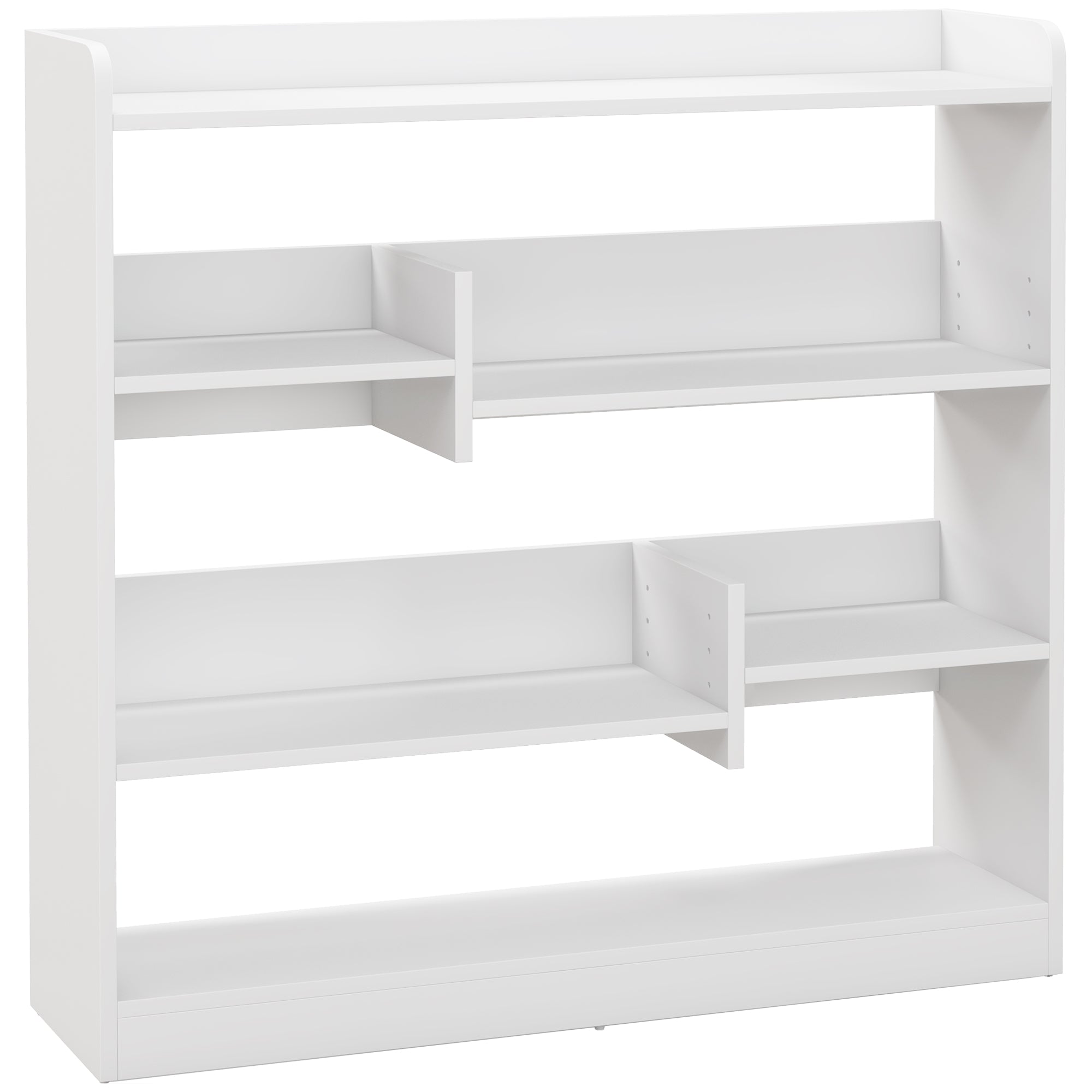 Bookshelf Storage Furniture dim. 90L x 24W x 91H cm 4 Levels 3 Back Panels Particle Boards White