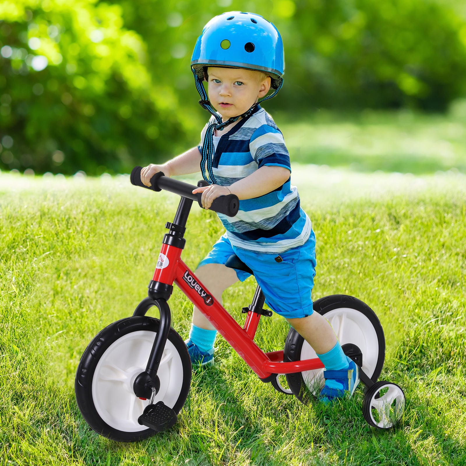 Kids Balance Bike, Learn-to-Ride Bike, Kids Bike, 2-in-1, Children's Bike with Training Wheels and Pedals, 2-5 Years, Adjustable Seat Height, PP, Red, 85 x 36 x 54 cm