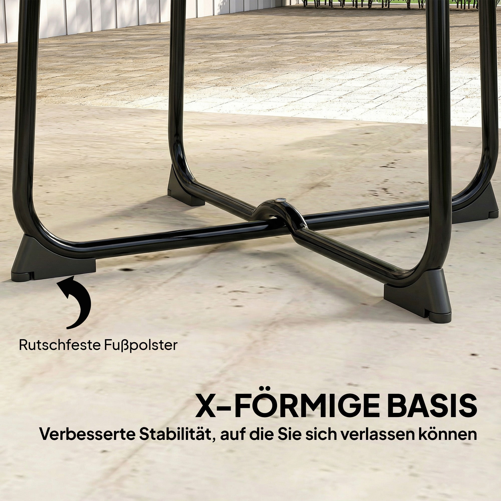 19.7 in Round Garden Side Table, Metal Outdoor Table with X-Base and Non-Slip Feet, Black