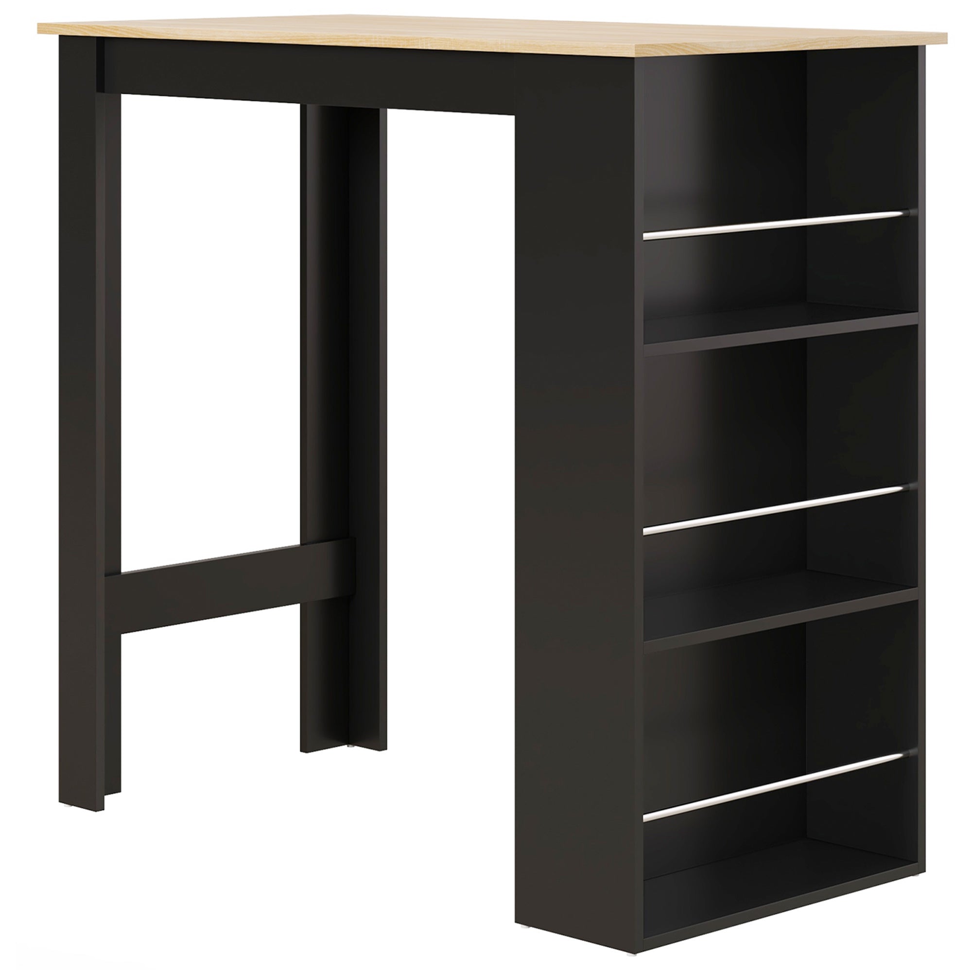 High Bar Table Kitchen Counter - dim. 112L x 57W x 106H cm - 3 shelves - black