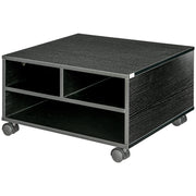 2-Shelf Printer Stand, Office and Study Wood Cabinet with Wheels, 47x40x27.5cm, Black