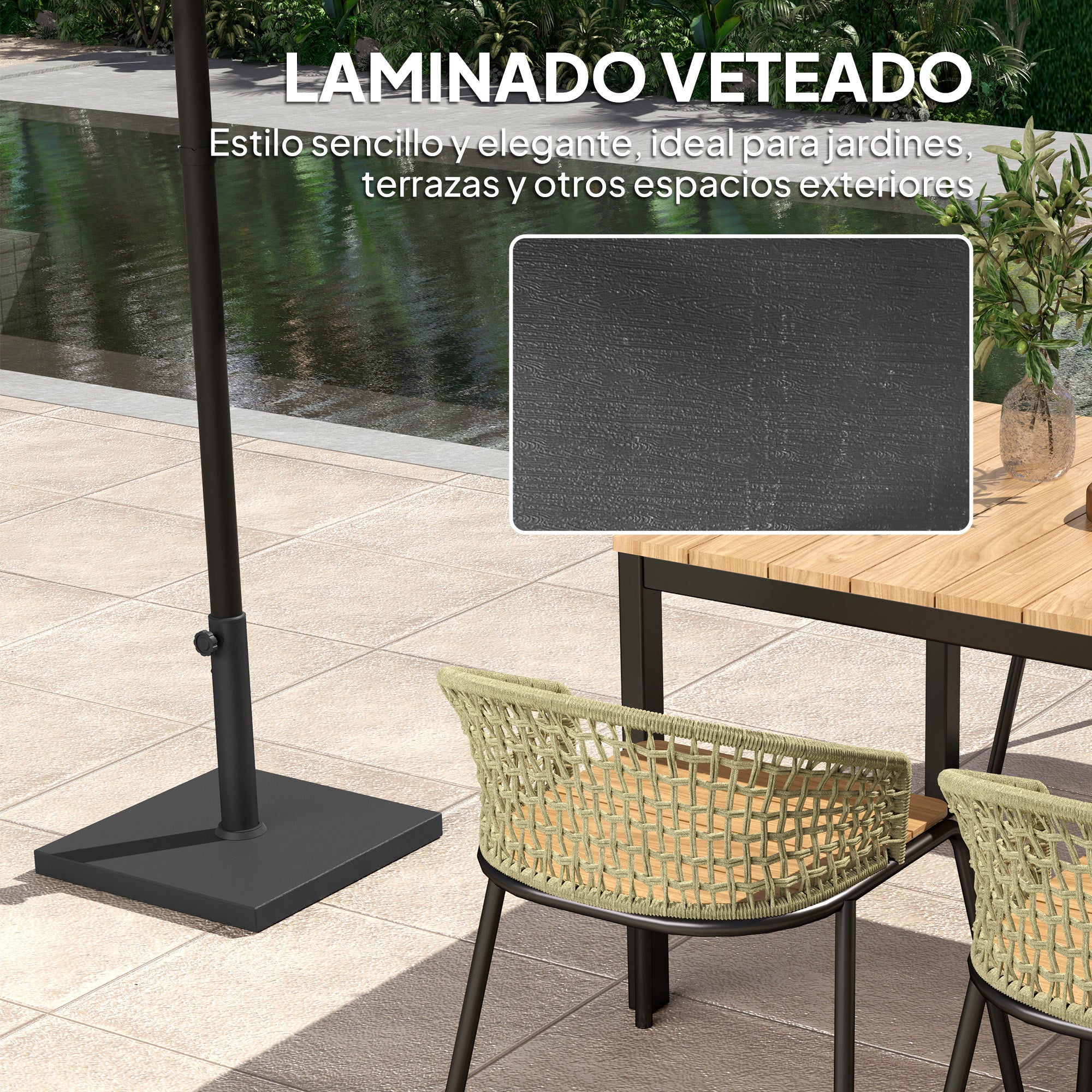 Umbrella Base Stand with Cement Filling for Square Umbrellas Posts Ø38/48 mm Black