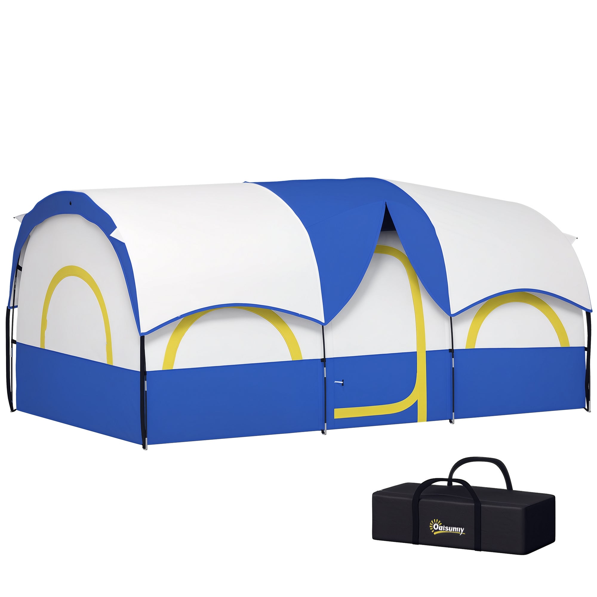 Tunnel Tent, Camping Tent for 6 People with 3 Rooms, UV Protection, Mesh Windows, Windproof Family Tent with Carry Bag, 3000mm Water Resistant Group Tent for Garden, Camping, Blue