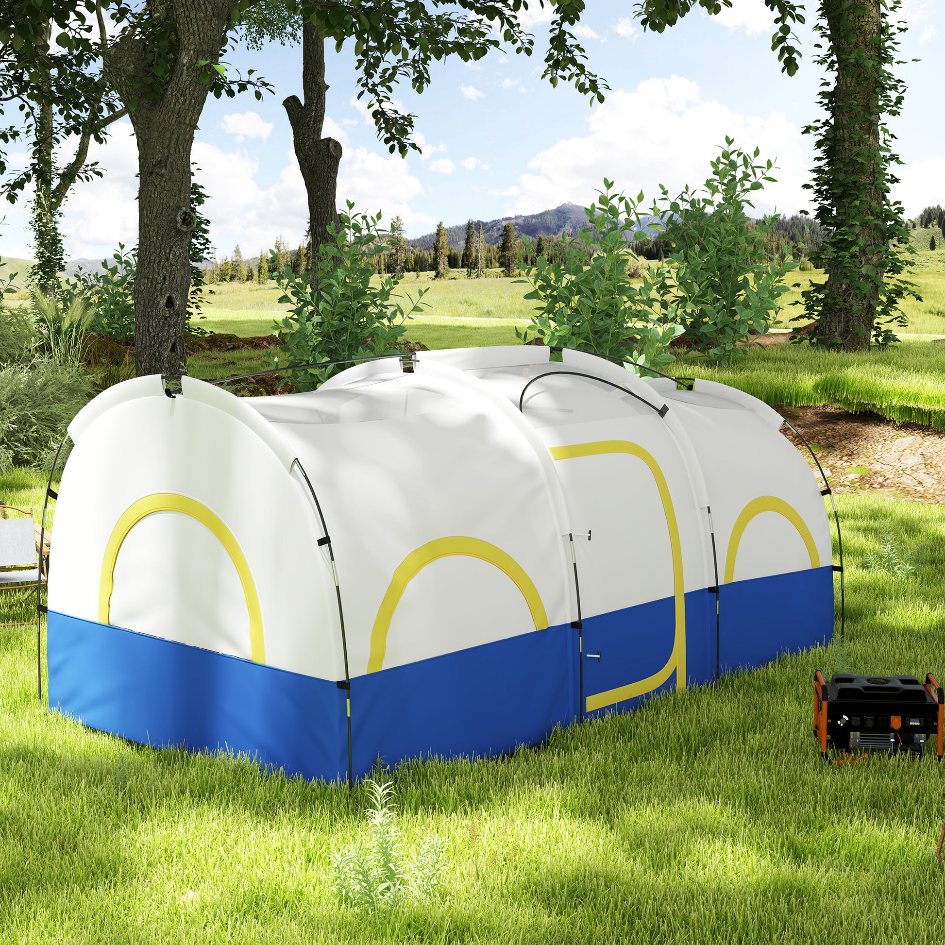 Tunnel Tent, Camping Tent for 6 People with 3 Rooms, UV Protection, Mesh Windows, Windproof Family Tent with Carry Bag, 3000mm Water Resistant Group Tent for Garden, Camping, Blue