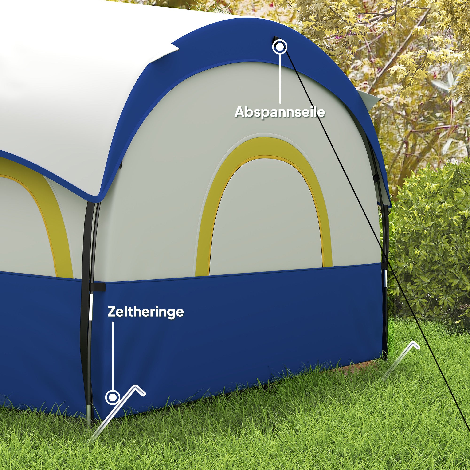 Tunnel Tent, Camping Tent for 6 People with 3 Rooms, UV Protection, Mesh Windows, Windproof Family Tent with Carry Bag, 3000mm Water Resistant Group Tent for Garden, Camping, Blue