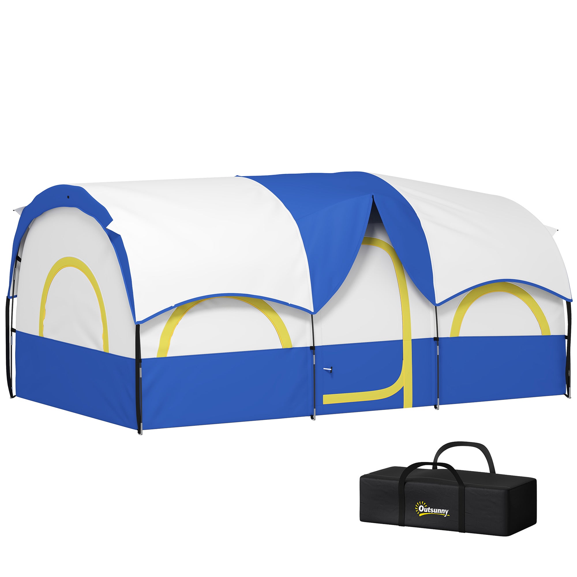 Tunnel Tent, Camping Tent for 6 People with 3 Rooms, UV Protection, Mesh Windows, Windproof Family Tent with Carry Bag, 3000mm Water Resistant Group Tent for Garden, Camping, Blue