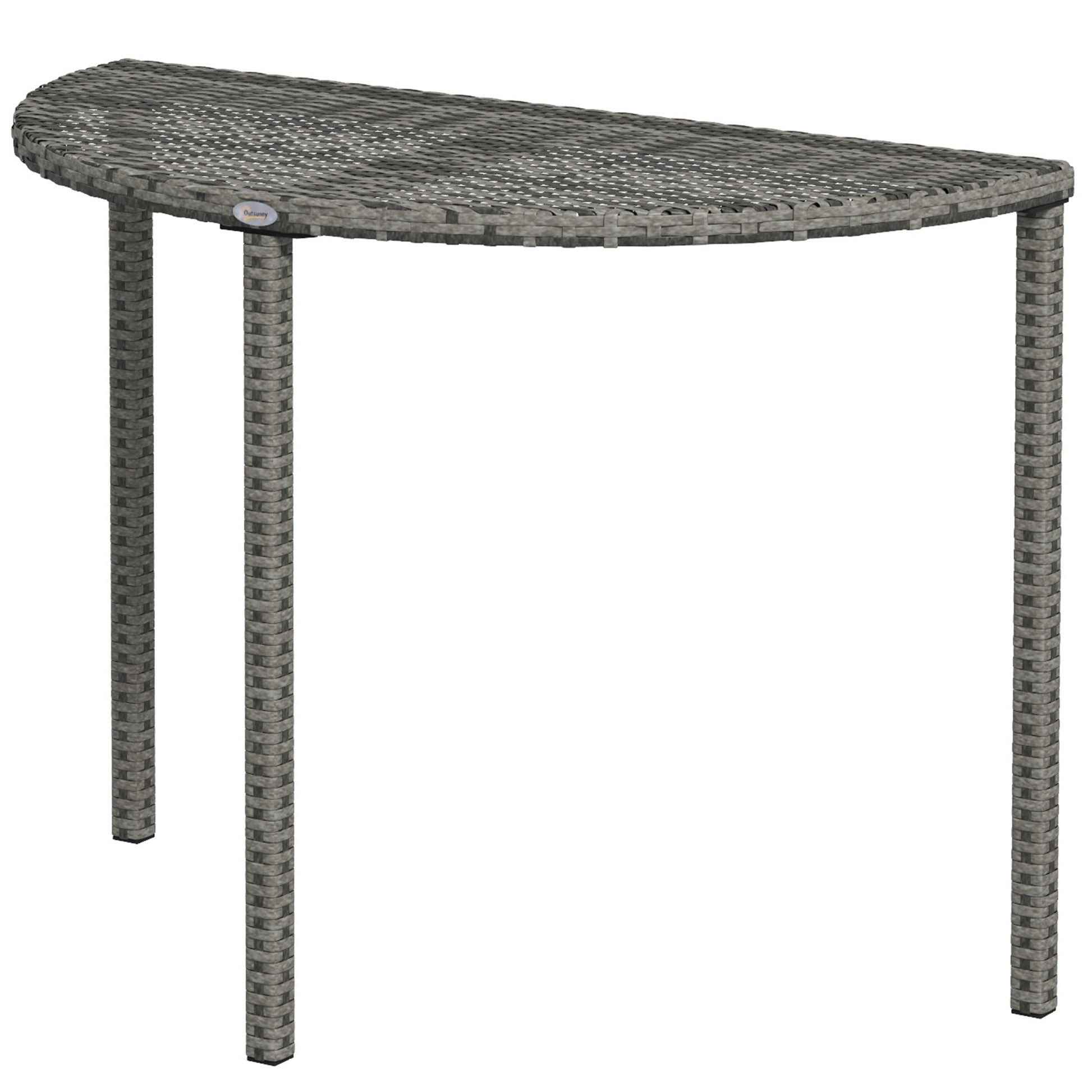 Balcony Table Garden Side Table Table Outdoor Furniture semicircular Rattan Metal Grey 100 x 50 x 74 cm