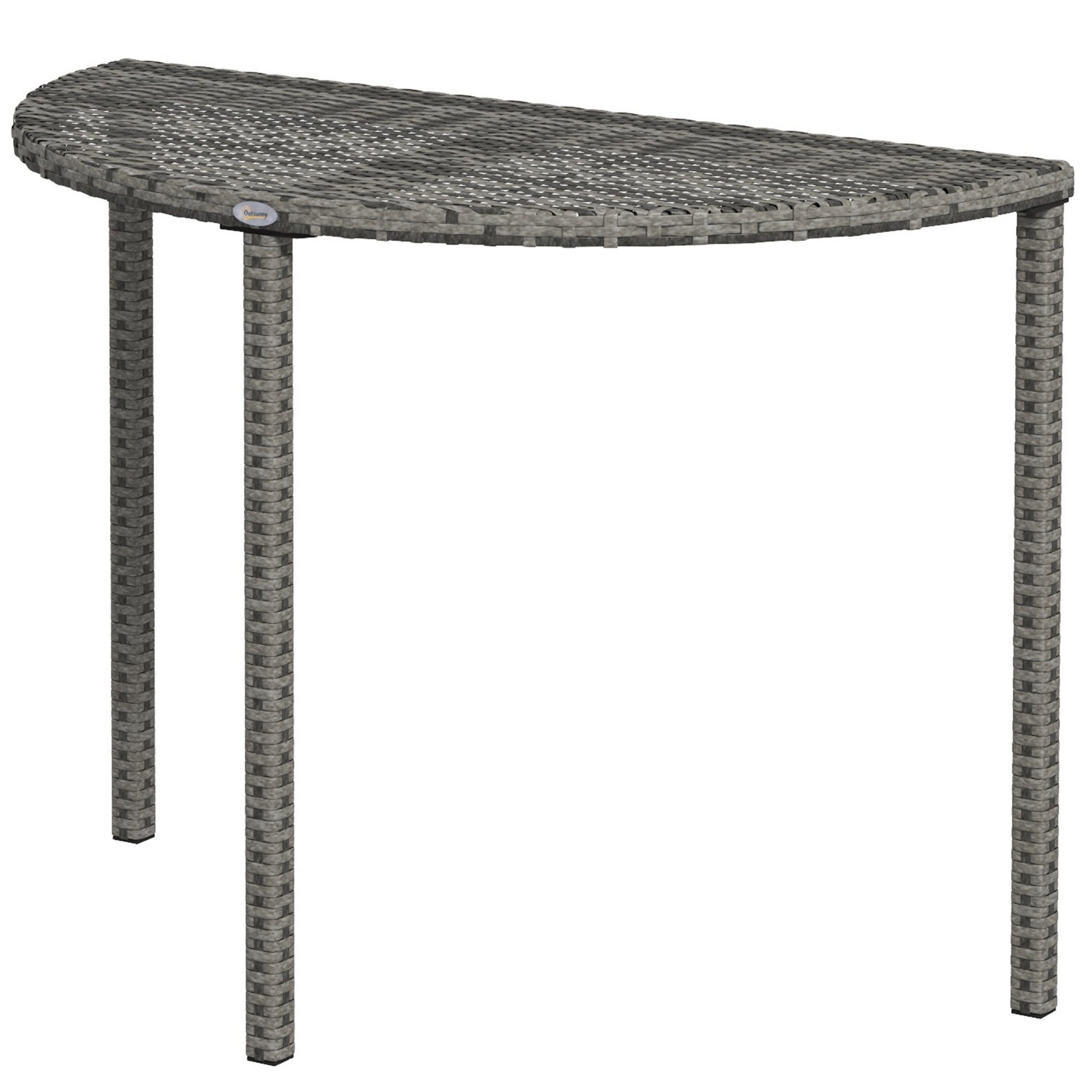 Balcony Table Garden Side Table Table Outdoor Furniture semicircular Rattan Metal Grey 100 x 50 x 74 cm
