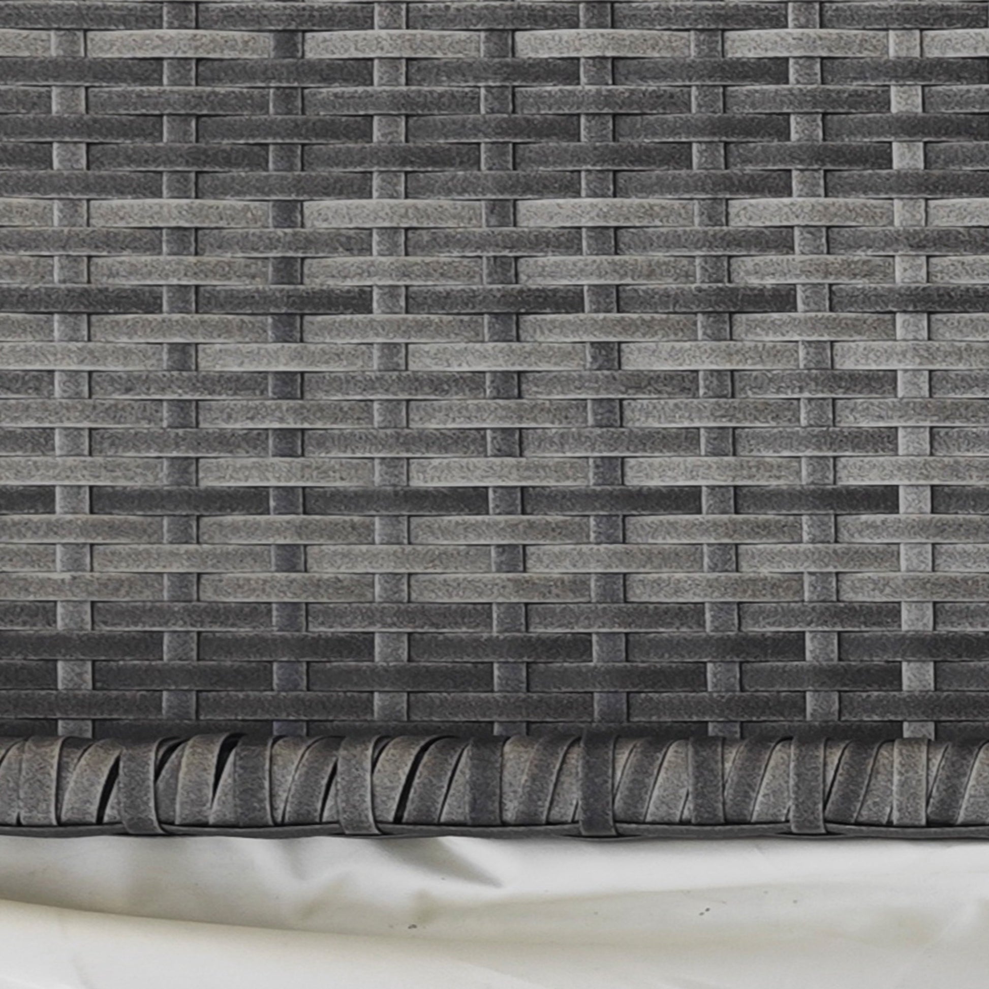 Balcony Table Garden Side Table Table Outdoor Furniture semicircular Rattan Metal Grey 100 x 50 x 74 cm