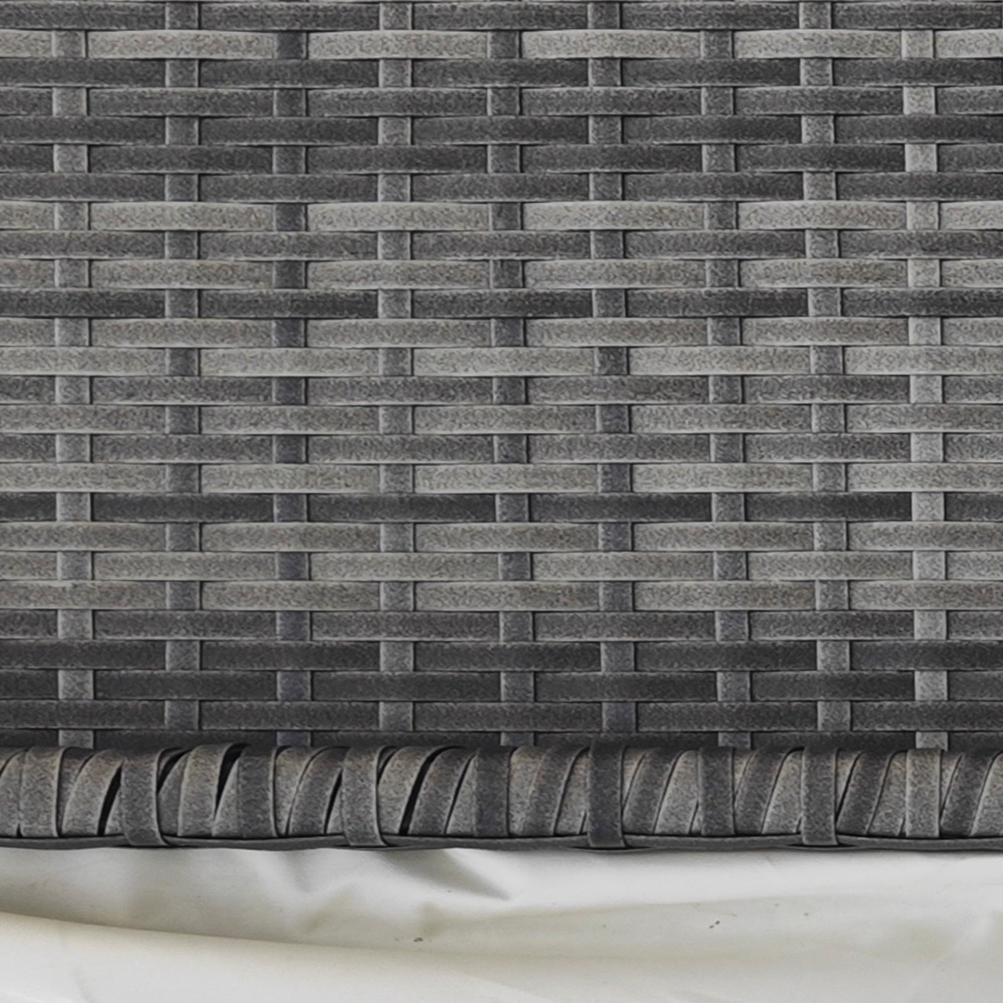 Balcony Table Garden Side Table Table Outdoor Furniture semicircular Rattan Metal Grey 100 x 50 x 74 cm