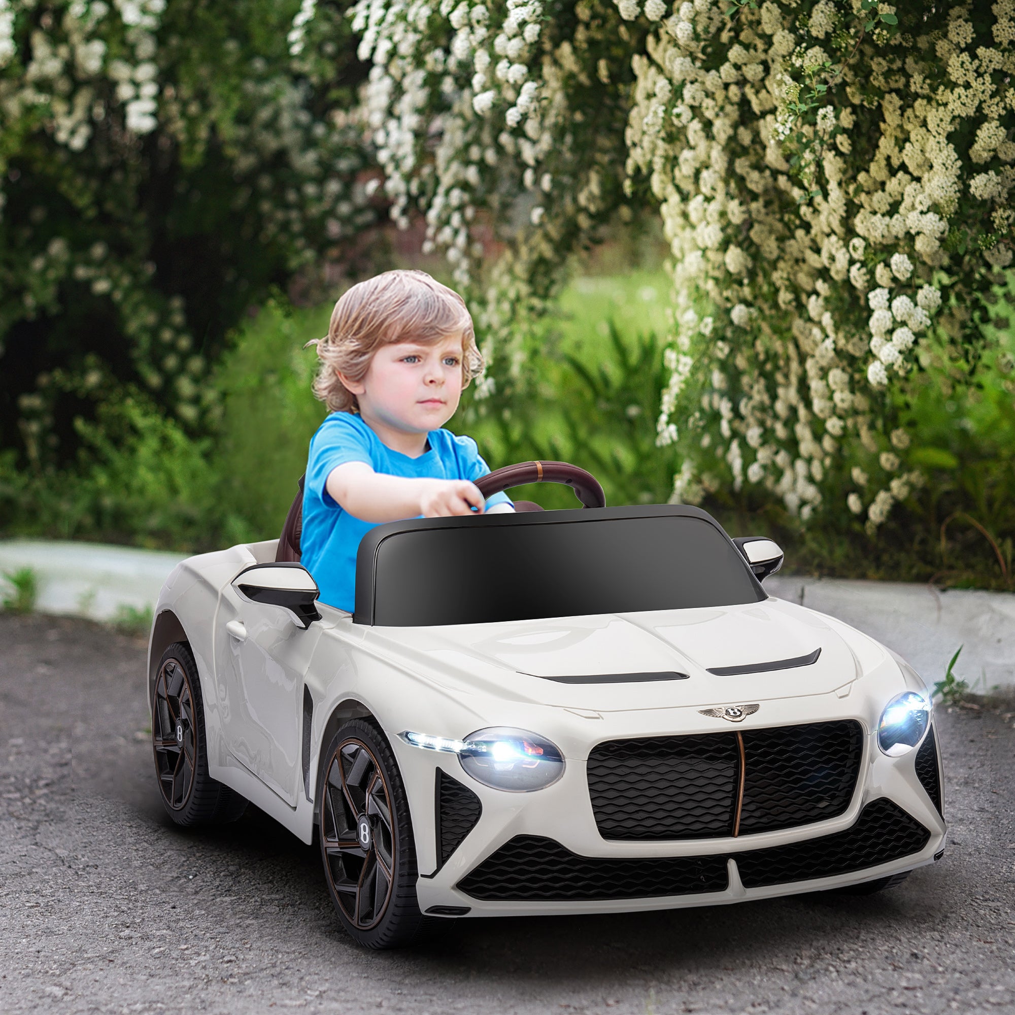 Kids Electric Car - - Bentley Bacalar - 2 motors 12V 25W - 2.4G remote control - MP3 - horn - 2 headlights - white