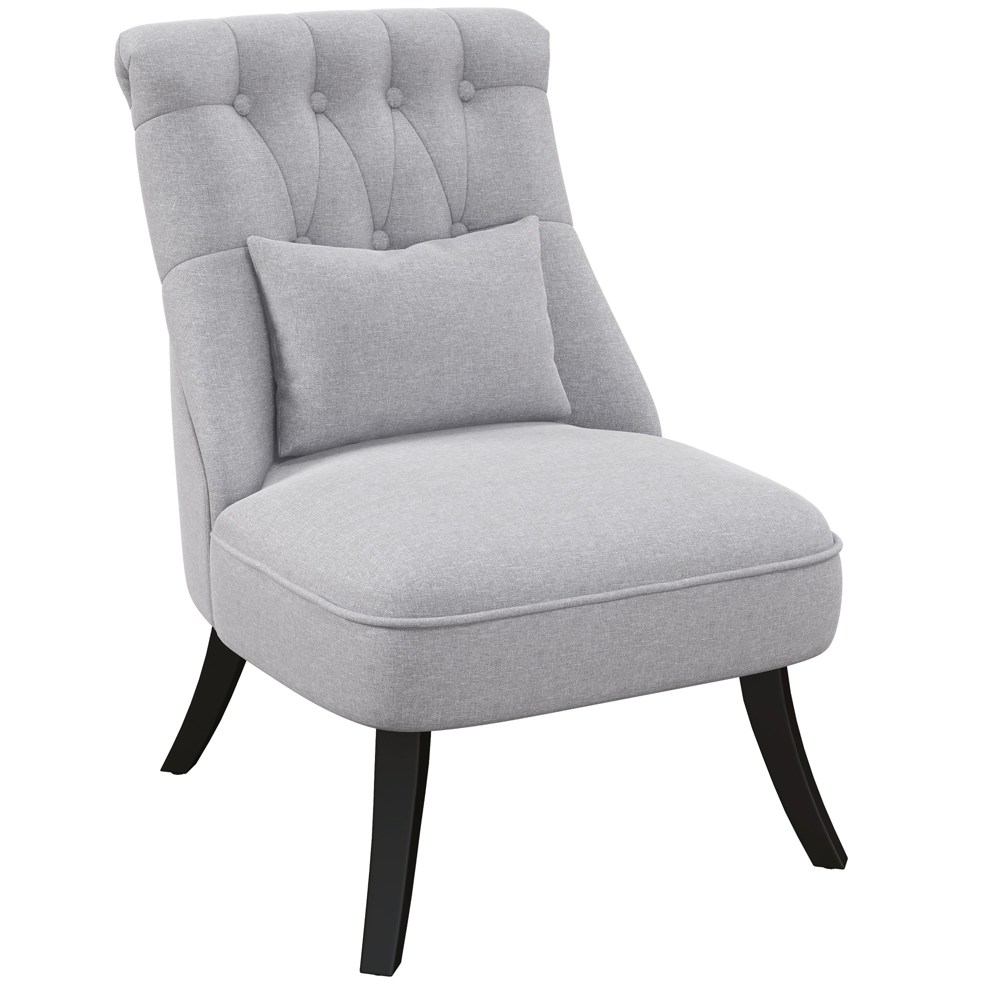 Armchair Living Room Relax Armchair Lounge Armchair with Back Pillow, Wooden Legs, Reading Armchair with Linen Look, Upholstered Armchair for Bedroom, Gray
