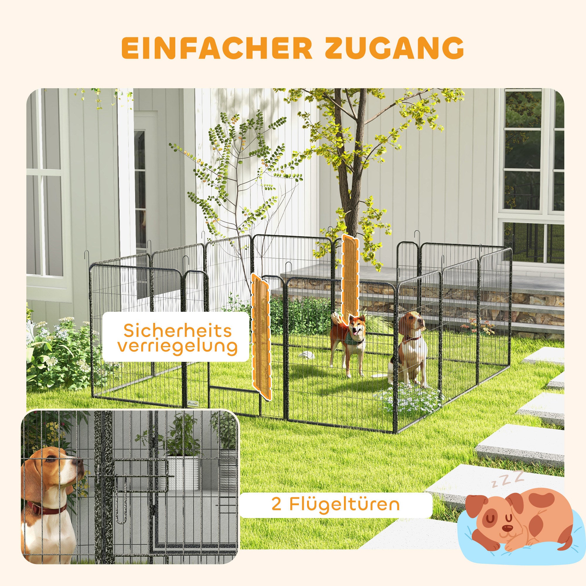 12-Panel Foldable Puppy Playpen — 100 cm High, 2 Lockable Doors, Indoor/Outdoor, Gray