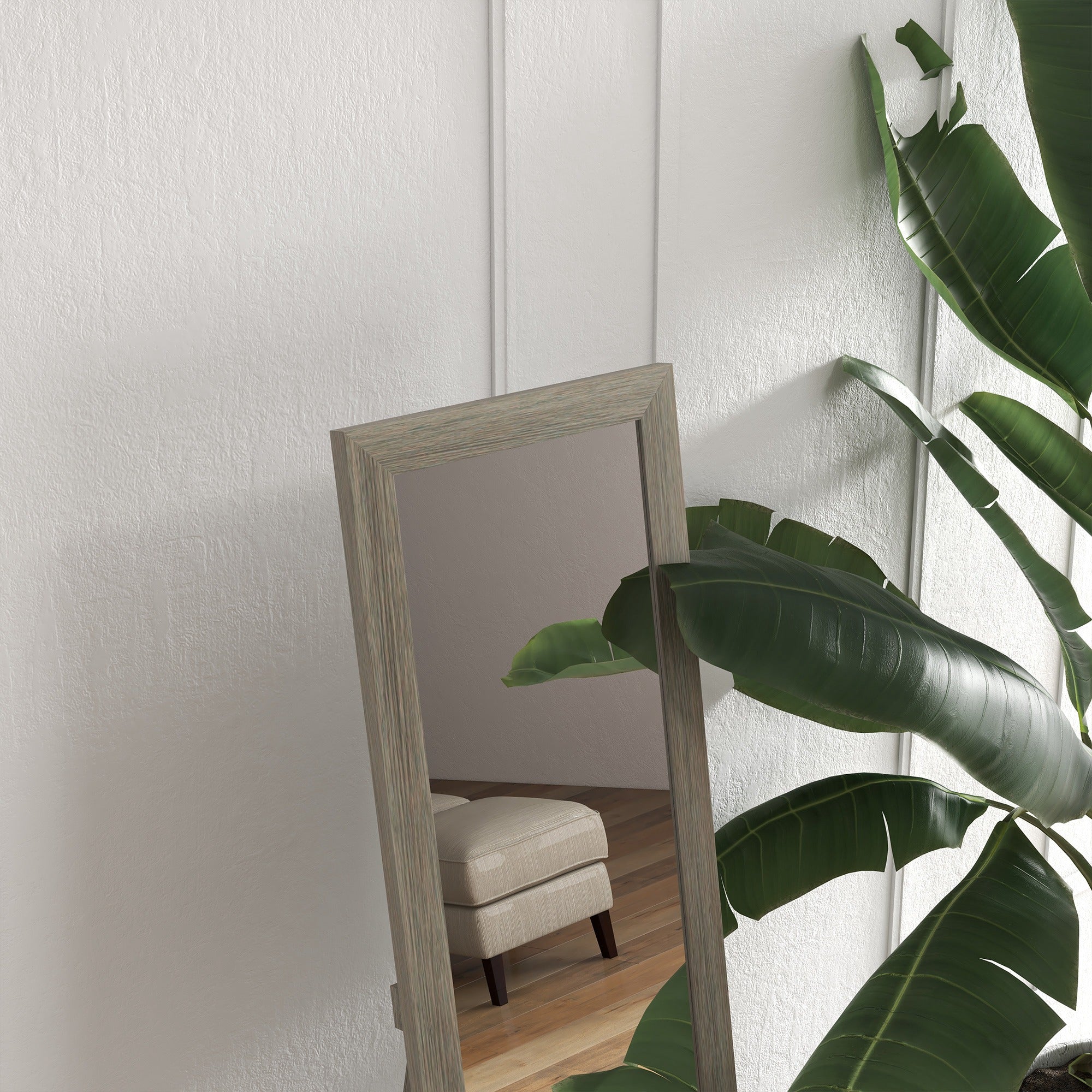 Full-Length Mirror, 37 x 157 cm (14.6 x 61.8 in) — Wall-Mountable or Freestanding Rectangular Framed Mirror for Living Room, Bedroom or Hallway, Gray