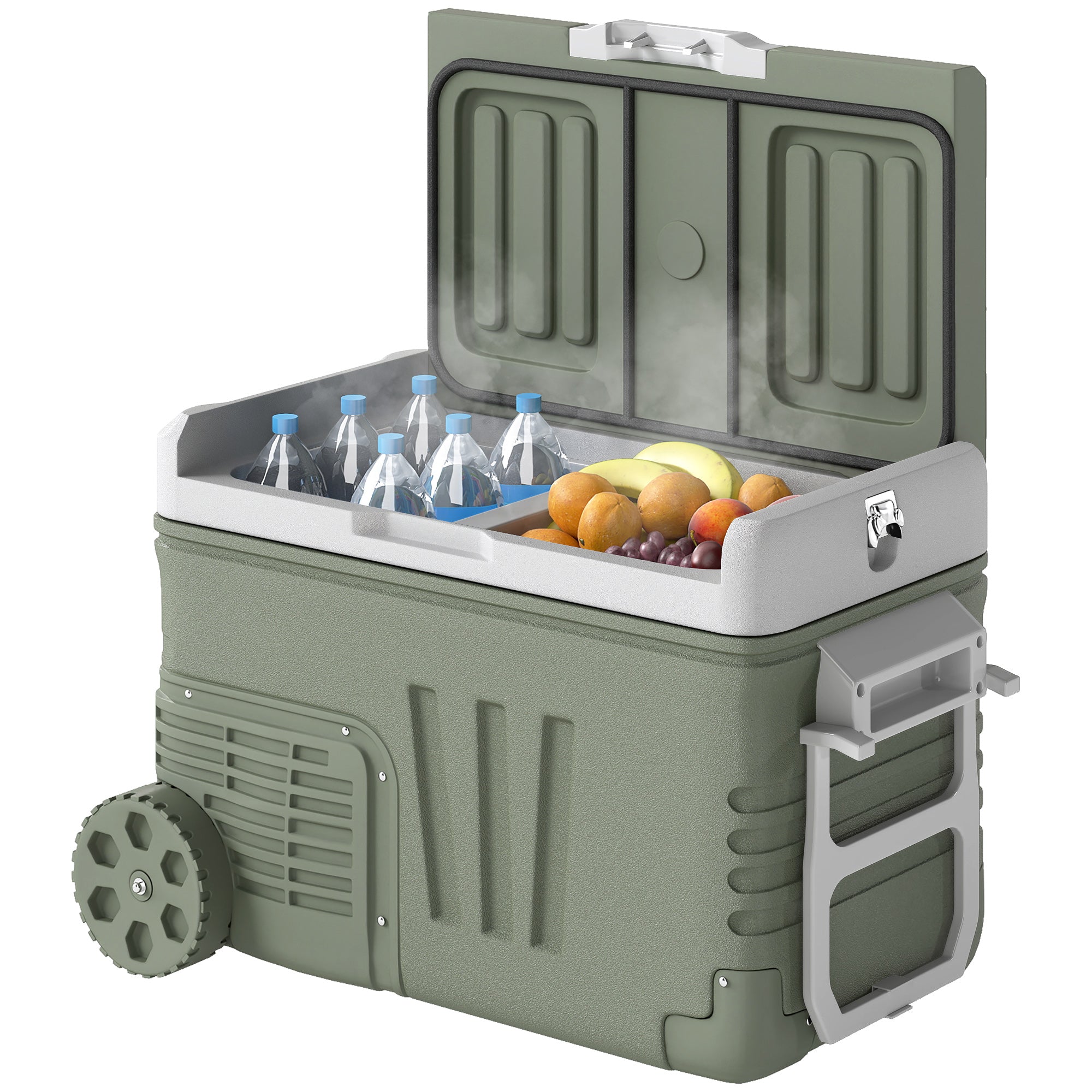 33 Liter Compressor Cooler Box Electric Mini Fridge up to -20℃ Cooler Box with LED Roll Cooling Function Silent Freezer Box Thermobox 12/230 Volt for Car Truck Camping Boat Travel Green