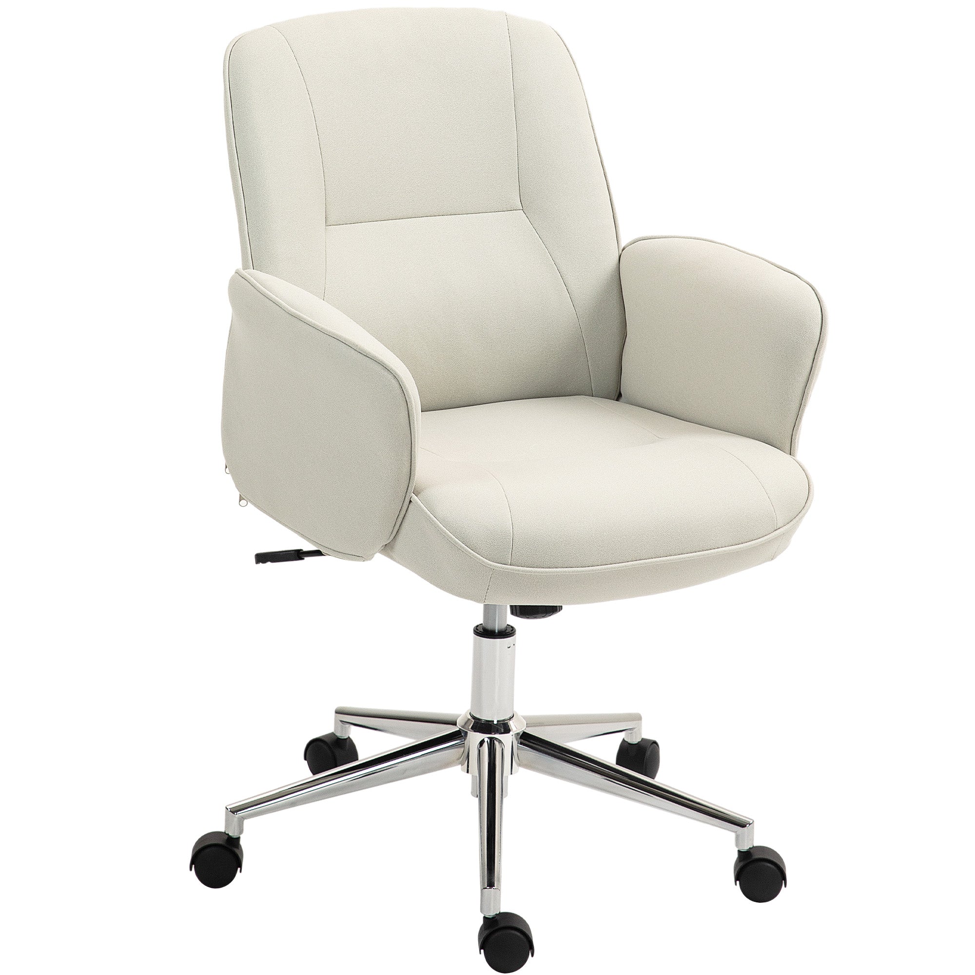 Office Chair with Rocking Function Desk Chair Height Adjustable Swivel Chair Ergonomic Work Chair Modern Supports up to 120 kg Microfiber Cream 67 x 69 x 92-102 cm