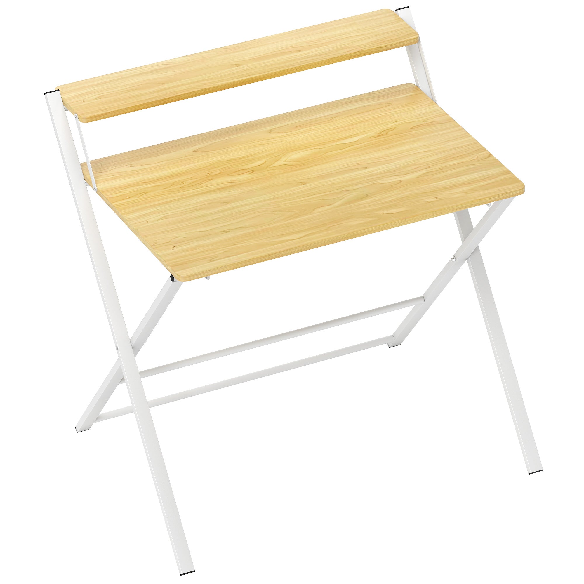 Folding Desk Folding Desk with Open Shelf Small Desk for Home Office Study 86x66x82 cm Natural