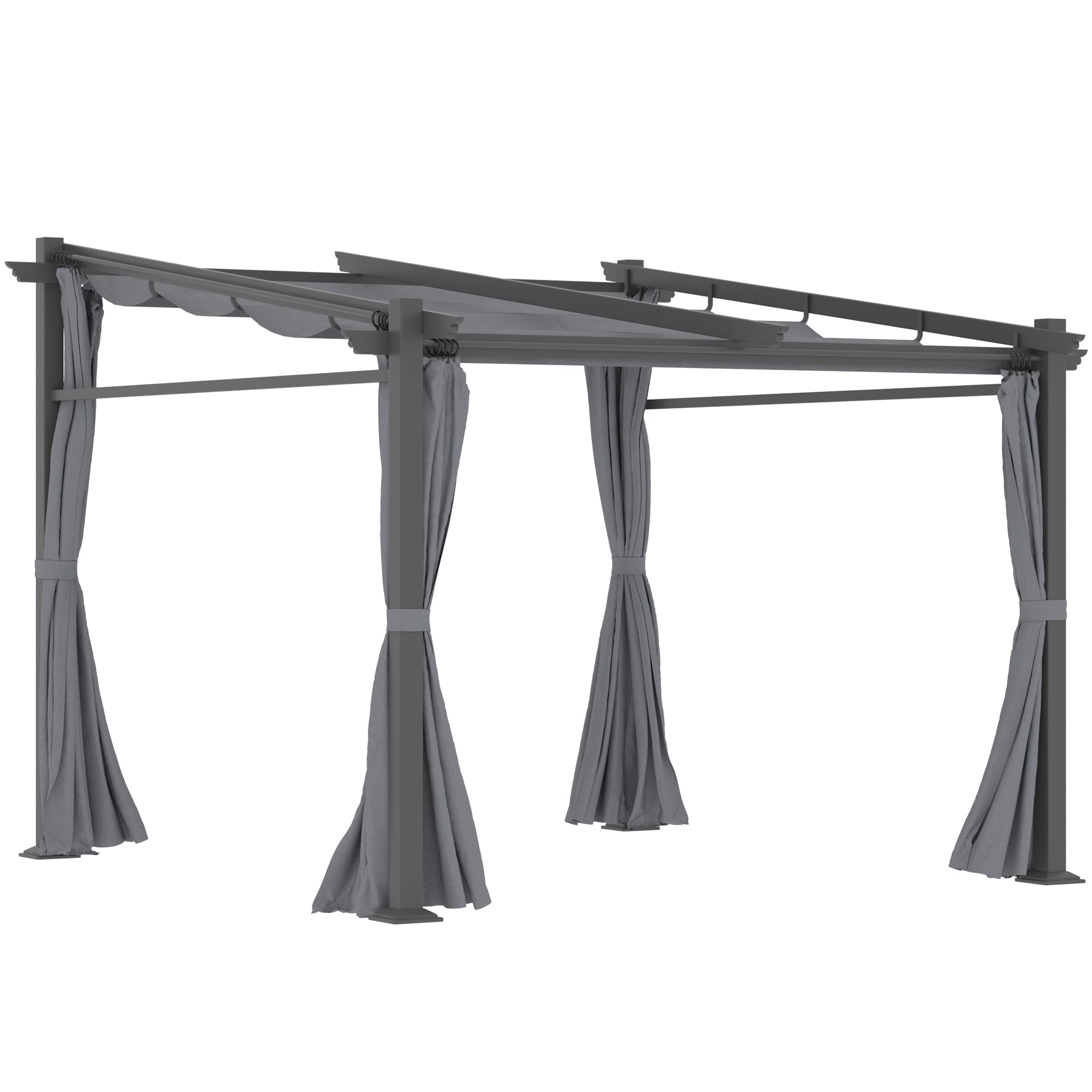 Terrace Roof Pergola approx. 3x3m Terrace Cover Garden Pavilion Aluminum, Wall Mounting, Garden Pergola with Adjustable Roof, UV Protection, Sun Protection for Terrace and Garden, Dark Gray