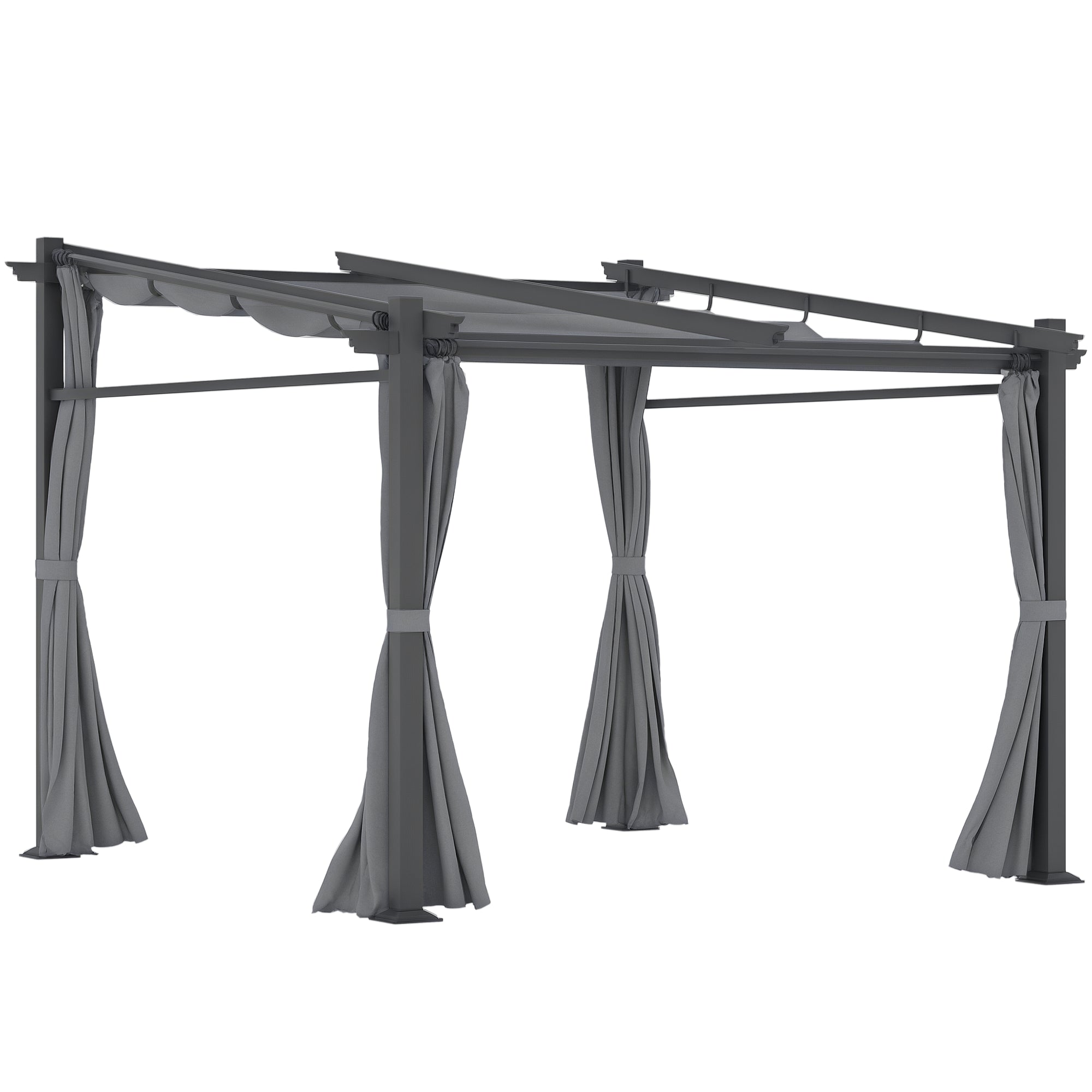 Terrace Roof Pergola approx. 3x3m Terrace Cover Garden Pavilion Aluminum, Wall Mounting, Garden Pergola with Adjustable Roof, UV Protection, Sun Protection for Terrace and Garden, Dark Gray