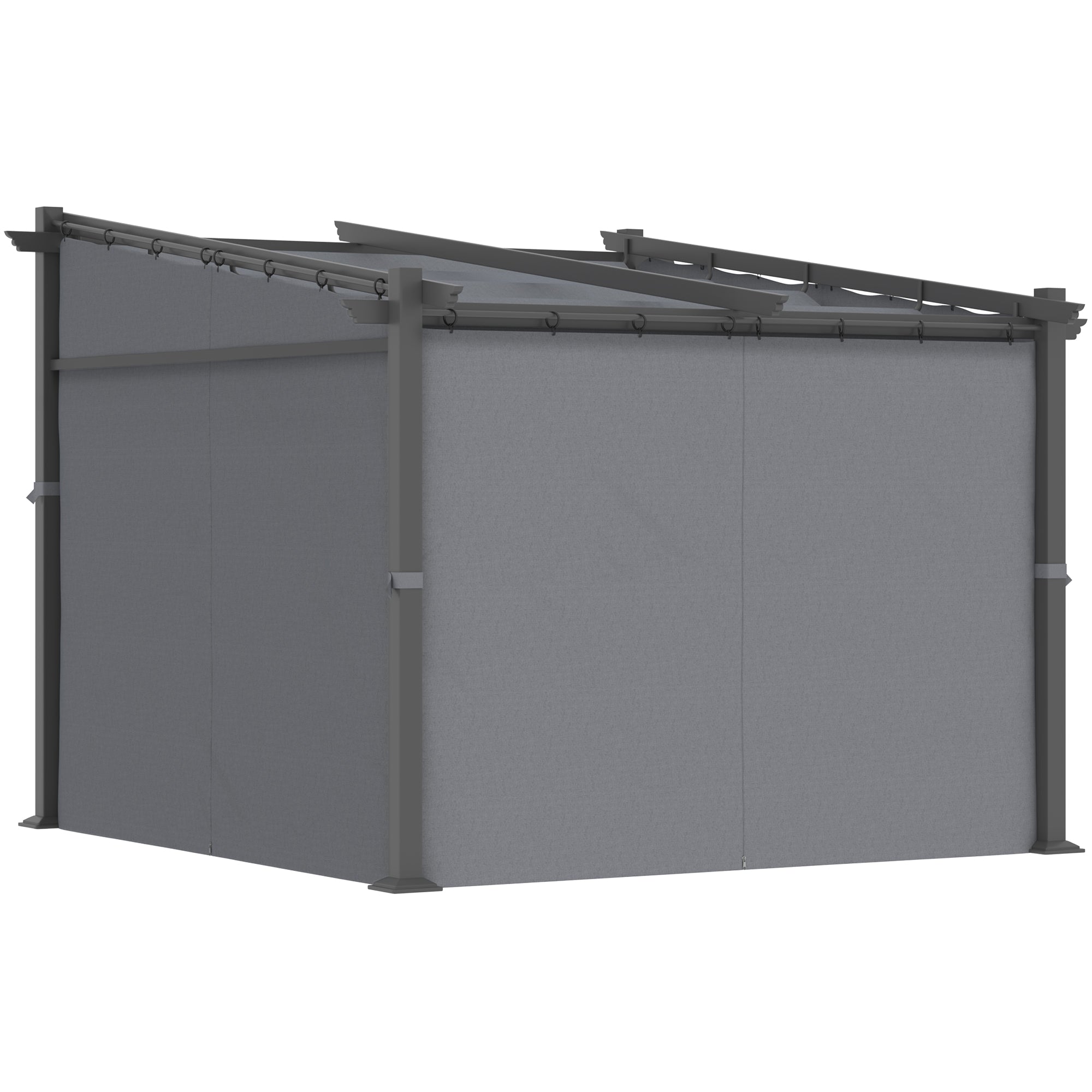 Terrace Roof Pergola approx. 3x3m Terrace Cover Garden Pavilion Aluminum, Wall Mounting, Garden Pergola with Adjustable Roof, UV Protection, Sun Protection for Terrace and Garden, Dark Gray
