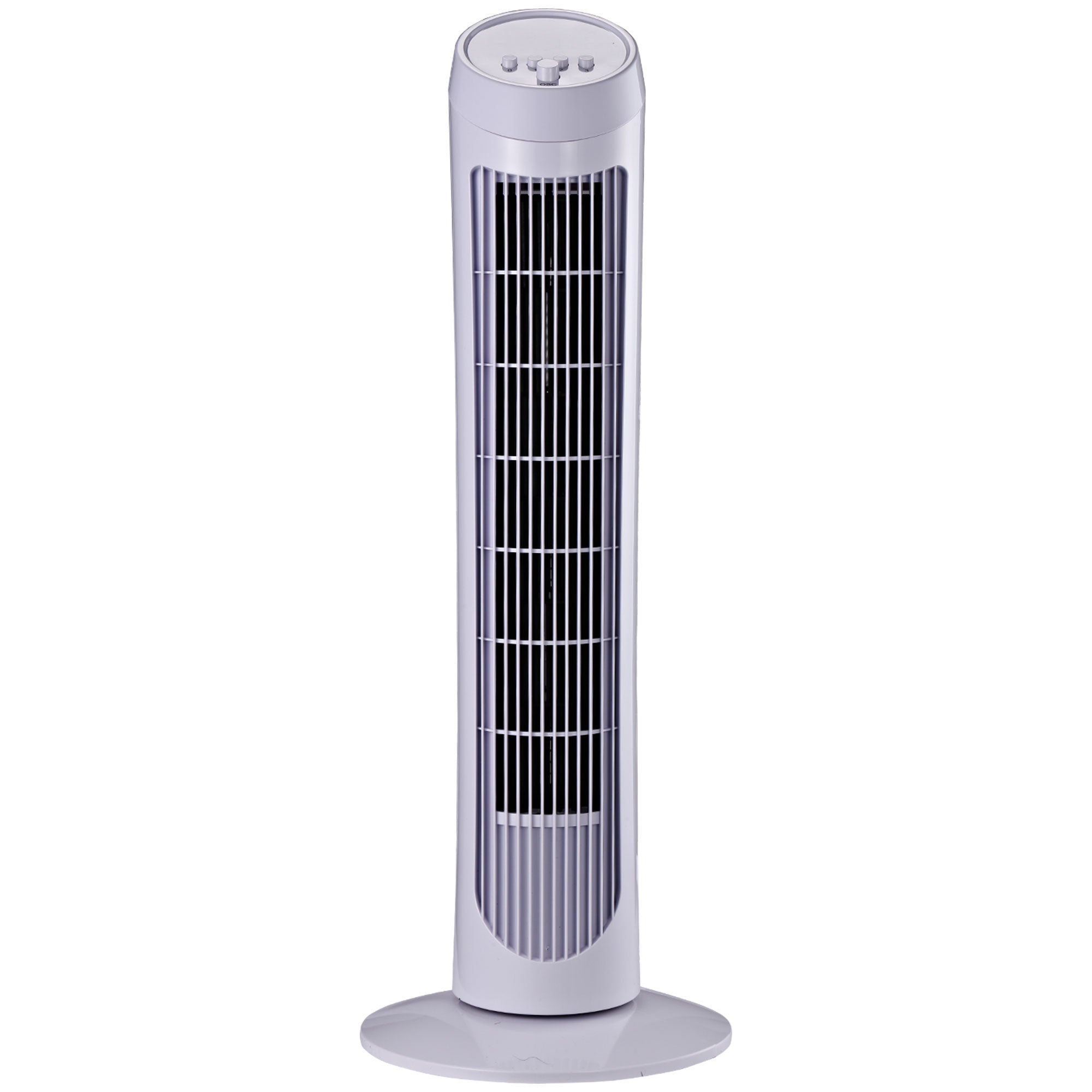 45W Oscillating Tower Fan with 3 Speeds, ABS Plastic Column Fan, 27x27x75 cm, White