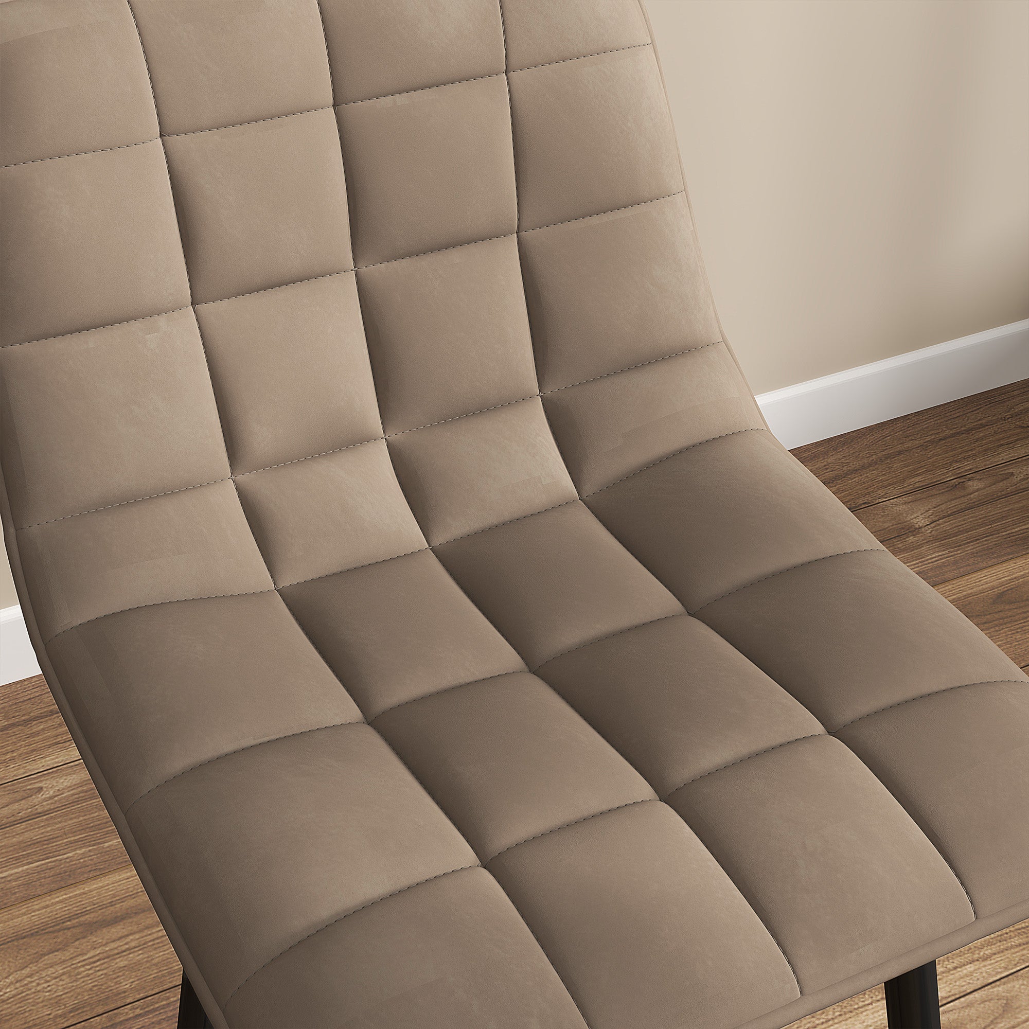 Set of 2 Nordic Style High Stools with Backrest and Footrest, Velvet Effect Fabric and Metal Stools, 45x47x84 cm, Brown