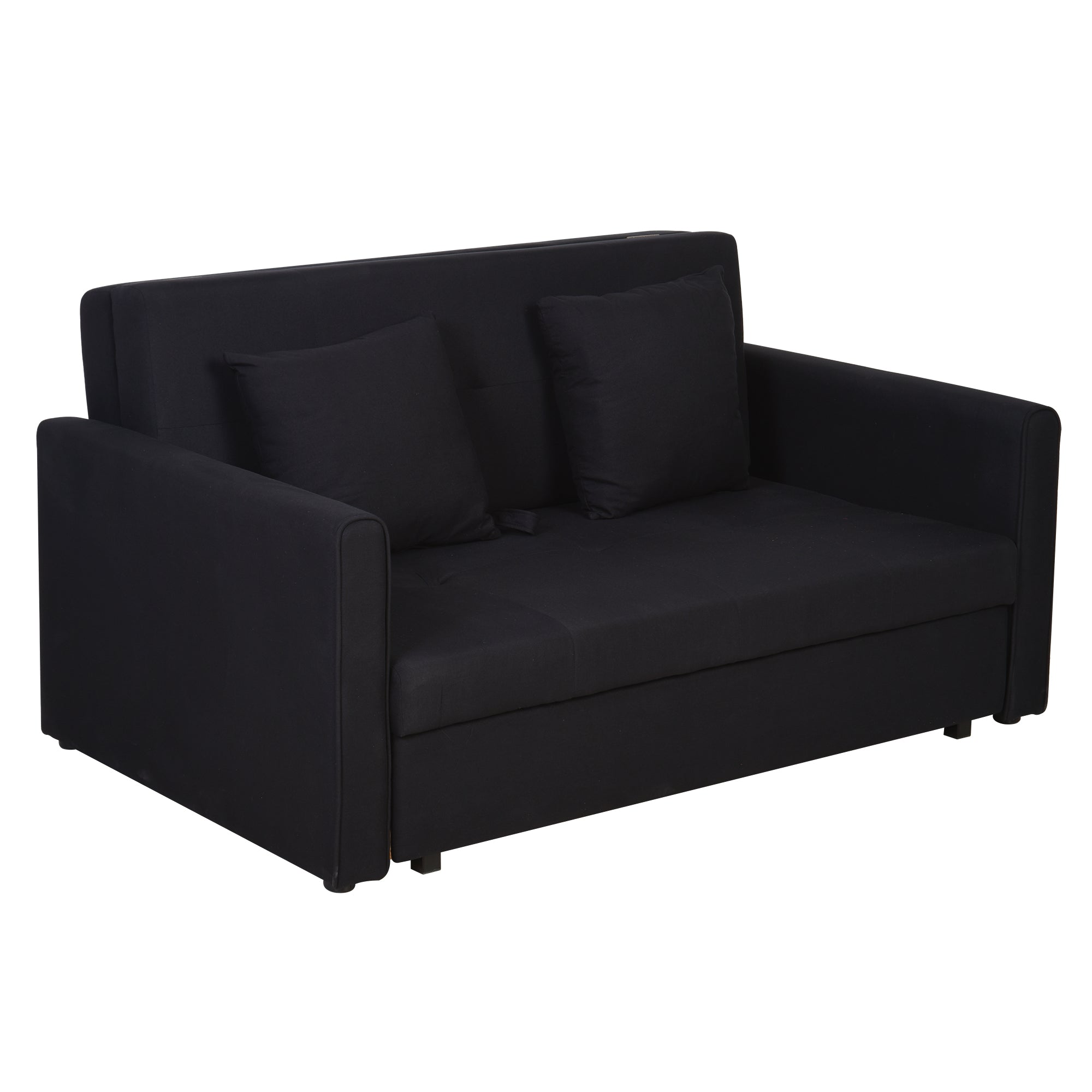 2-Seater Sofa Bed Upholstered in Cotton with 2 Detachable Cushions Armrests and Storage Base Modern Double Sofa for Living Room Office 152x101x81 cm Charcoal Gray