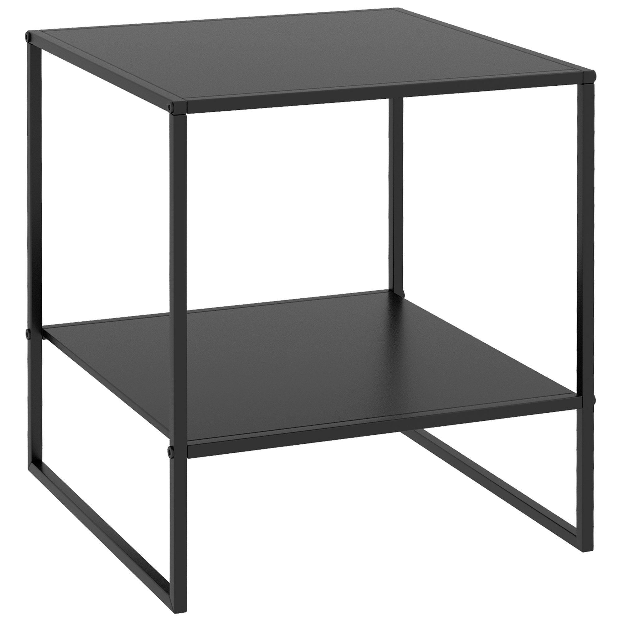 Side Table Coffee Table with Storage, Coffee Table with Steel Frame, Nightstand for Living Room, Bedroom, Black, 40 x 40 x 45 cm