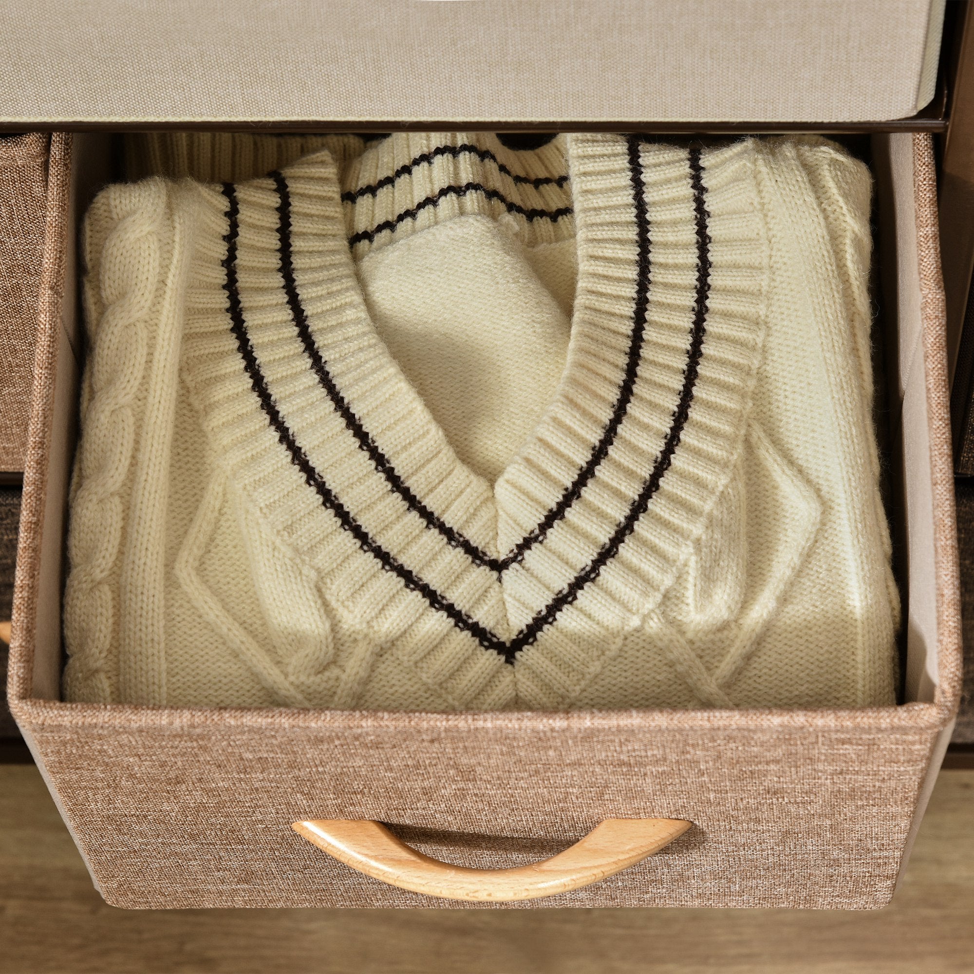 Fabric Dresser with 7 Foldable Drawers Wooden Top and Metal Frame for Bedroom Living Room 80x29x78.5 cm Multicolor