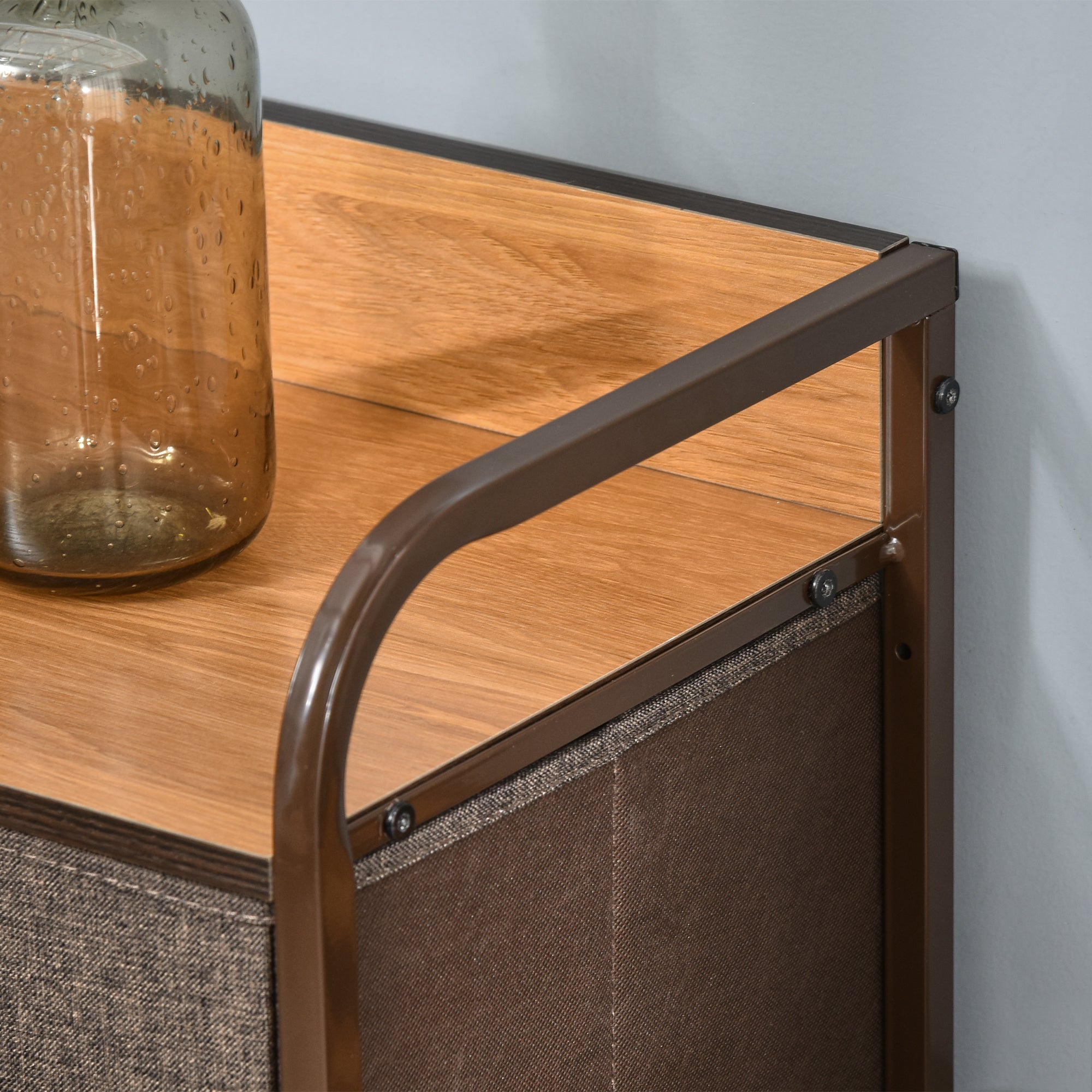 Fabric Dresser with 7 Foldable Drawers Wooden Top and Metal Frame for Bedroom Living Room 80x29x78.5 cm Multicolor