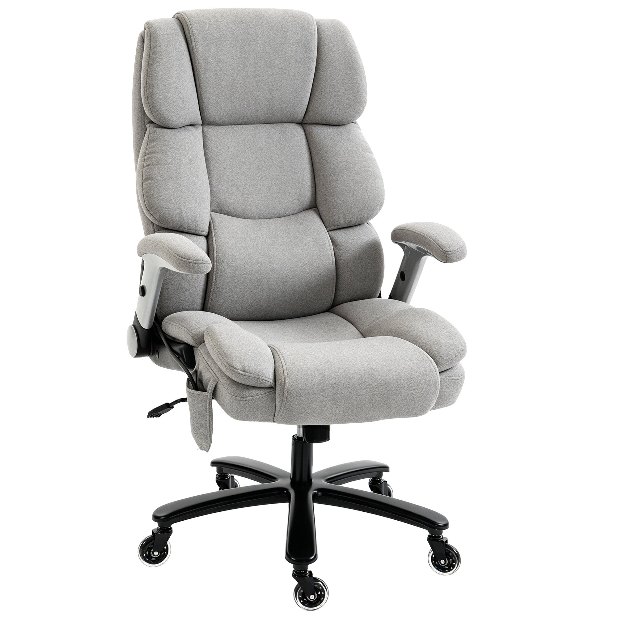 Office Chair — 397 lb Capacity, Inflatable Lumbar Support, Extra-Wide Executive Seat, Flip-Up Arms, Pocket Springs, Class-4 Gas Lift, Light Gray