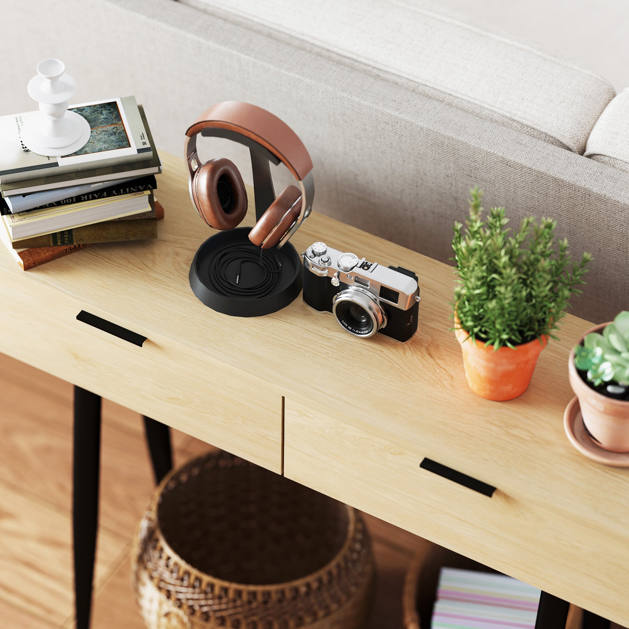 Console Table Entryway Furniture with 2 Drawers and Steel Legs Console Table Entryway Hallway 100x30x80.5 cm Oak