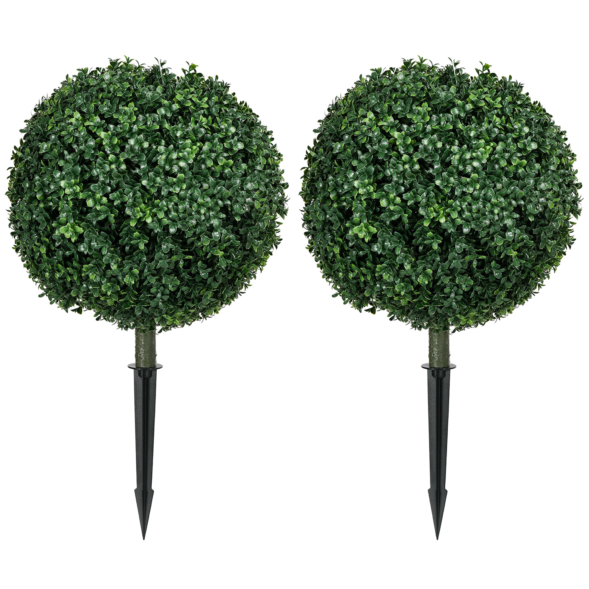 2-Piece Large Artificial Boxwood Tree 70 cm Artificial Plant with UV Protection, Artificial Plants Lifelike with Ground Stakes for Living Room Bedroom Office Garden Modern Decoration