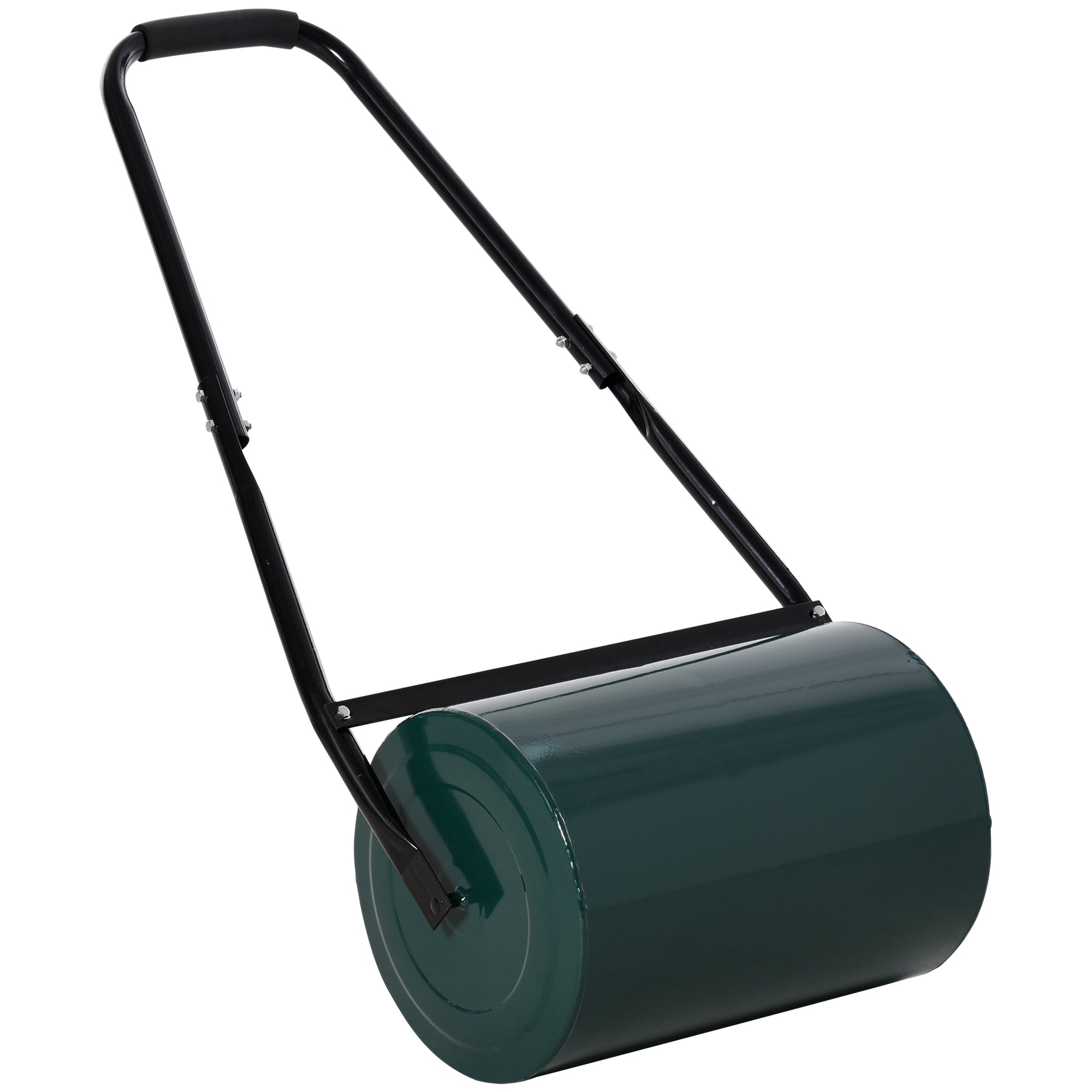 Lawn Roller Garden Roller with U-Handle 31 cm Diameter 30 cm Working Width 40 L Water/Sand Capability Metal Green