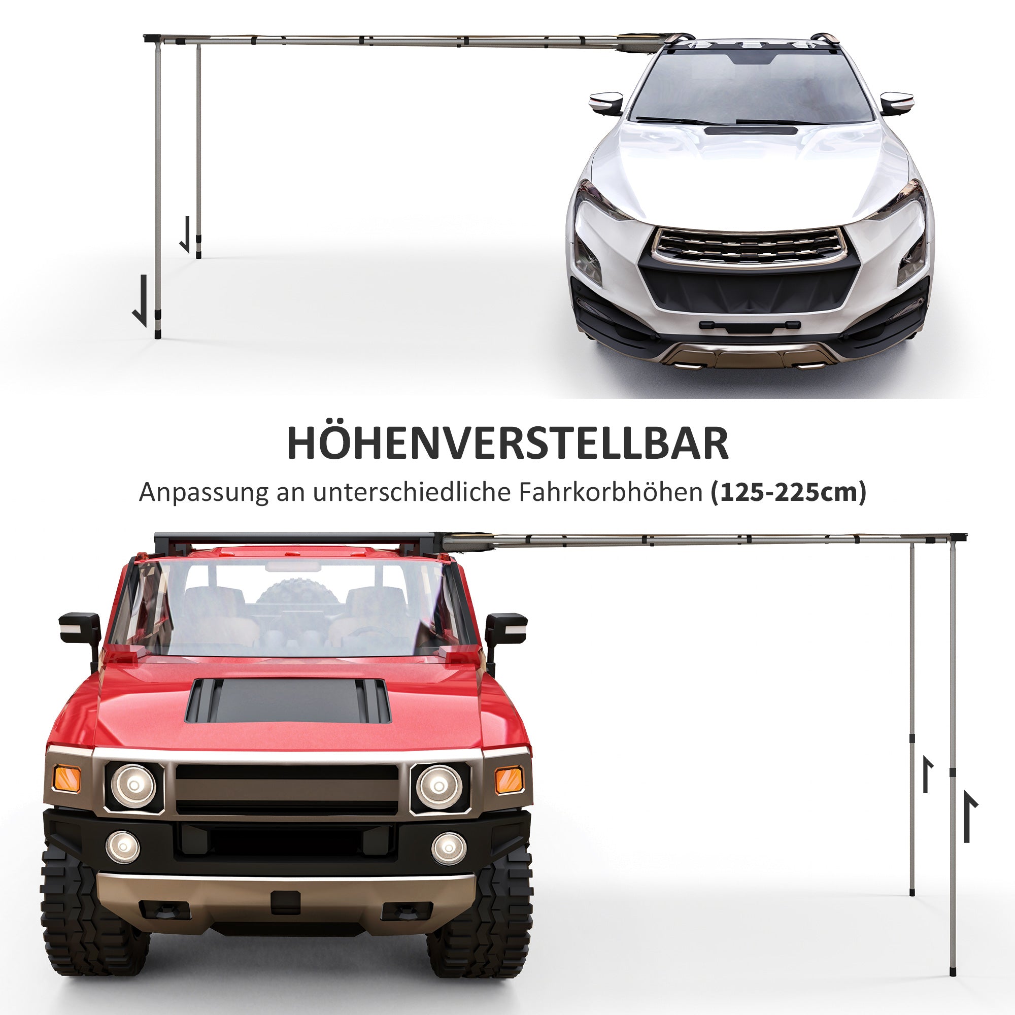 Car Awning 160 x 250 cm Retractable Waterproof Sunshade with Keder UV Protection Roof Tent Awning Car Sunshade for Campers Caravan SUV Motorhome Outdoor