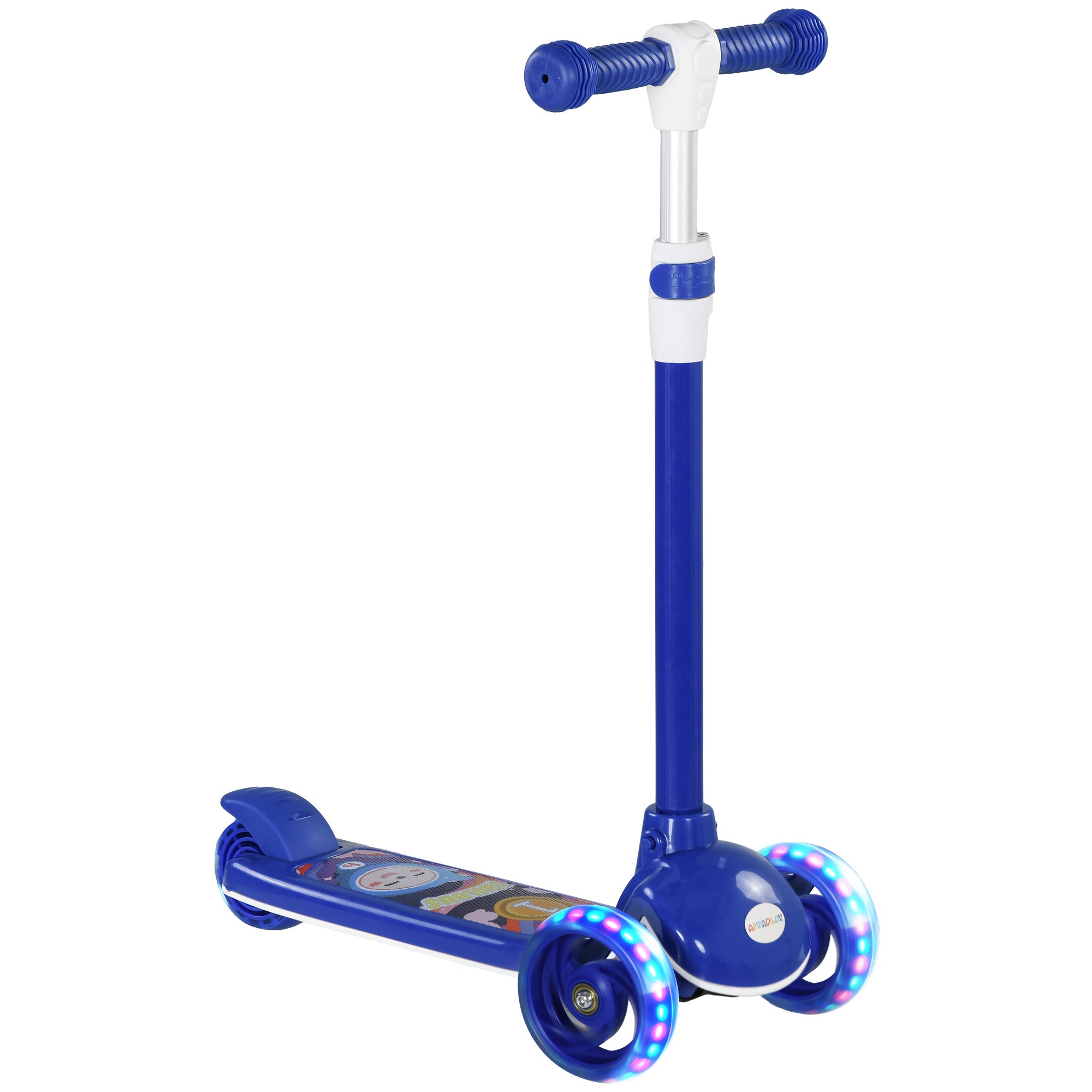 Kids Scooter - 3-Wheel Scooter with Bright LED Wheels - Adjustable TPE Handlebars - Rear Friction Brake - Steel PP for Children aged 2 to 6 years Blue