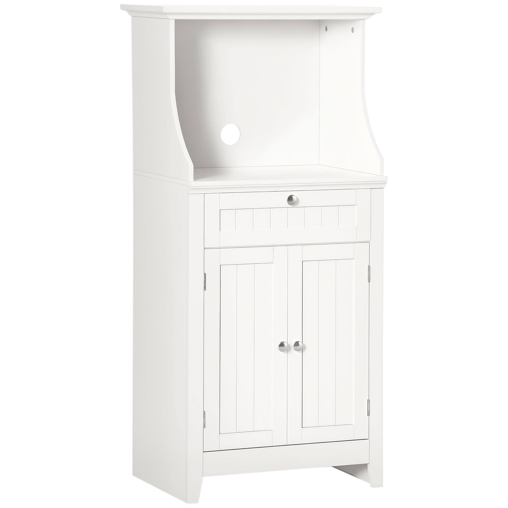Kitchen Utility Cart Microwave Cabinet Kitchen Sideboard with Drawer Shelf 2 Doors Compartment Anti-Tipping Design for Dining Room 60x40x122.5 cm White
