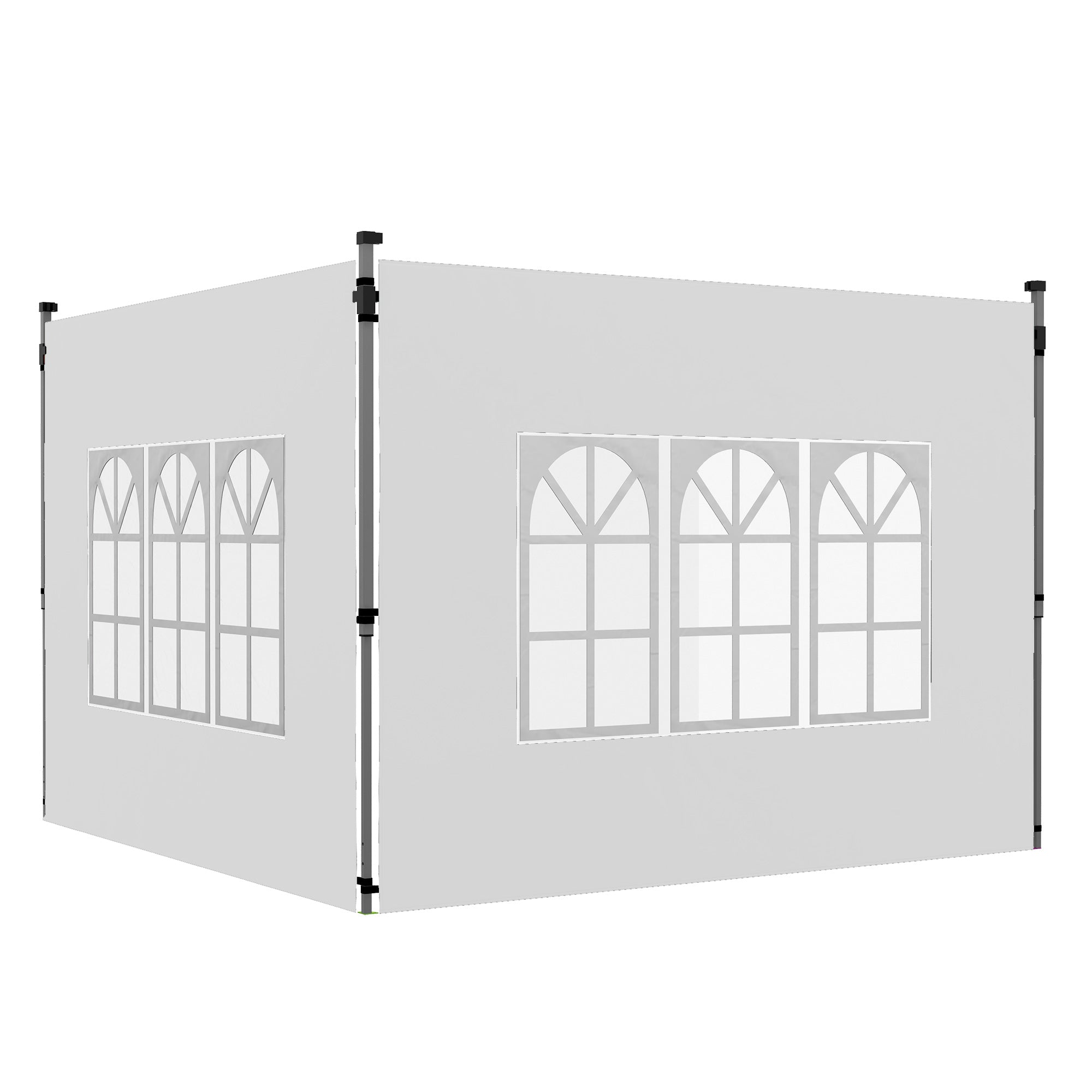 Set of 2 side walls for 3 x 3m or 3 x 4m gazebo, panel for pavilion, with window, made of oxford fabric, 295 x 195 cm, white